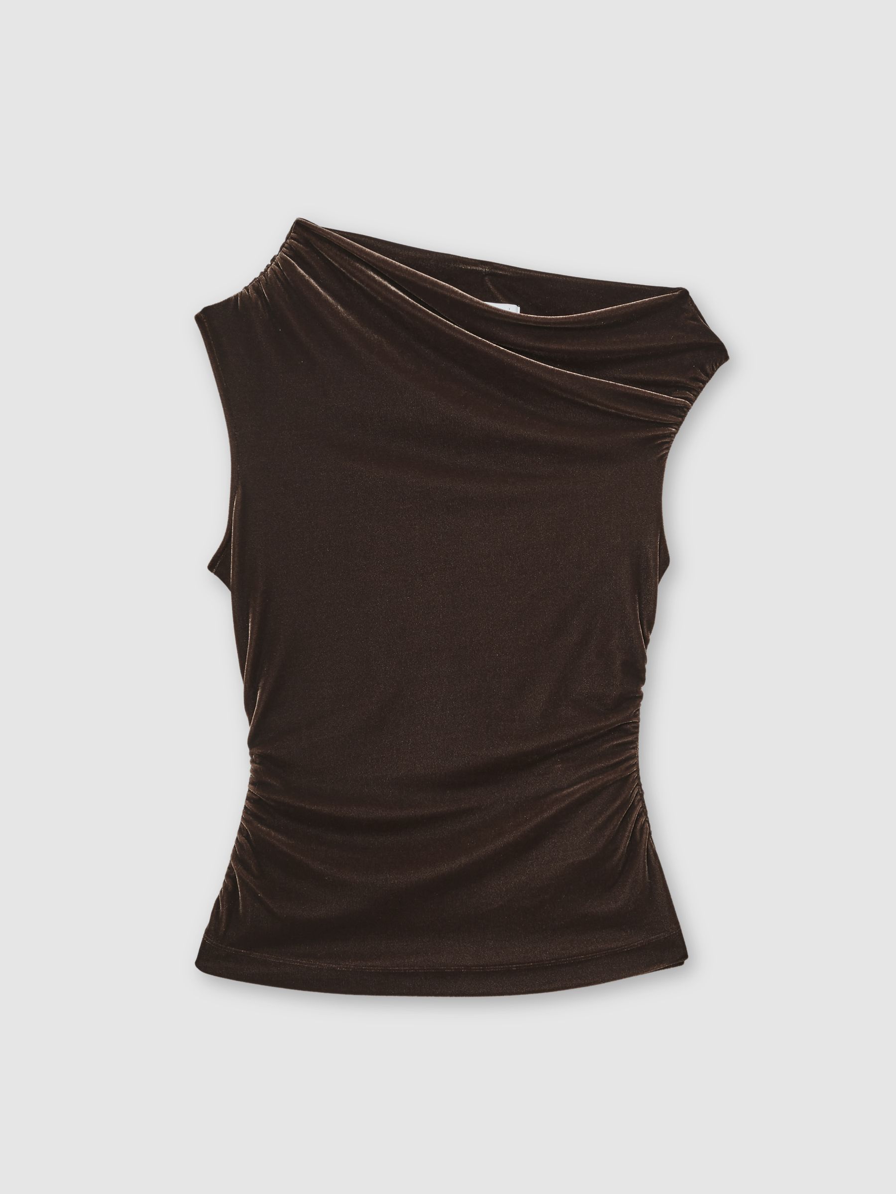 Velvet Off-Shoulder Top in Chocolate Brown