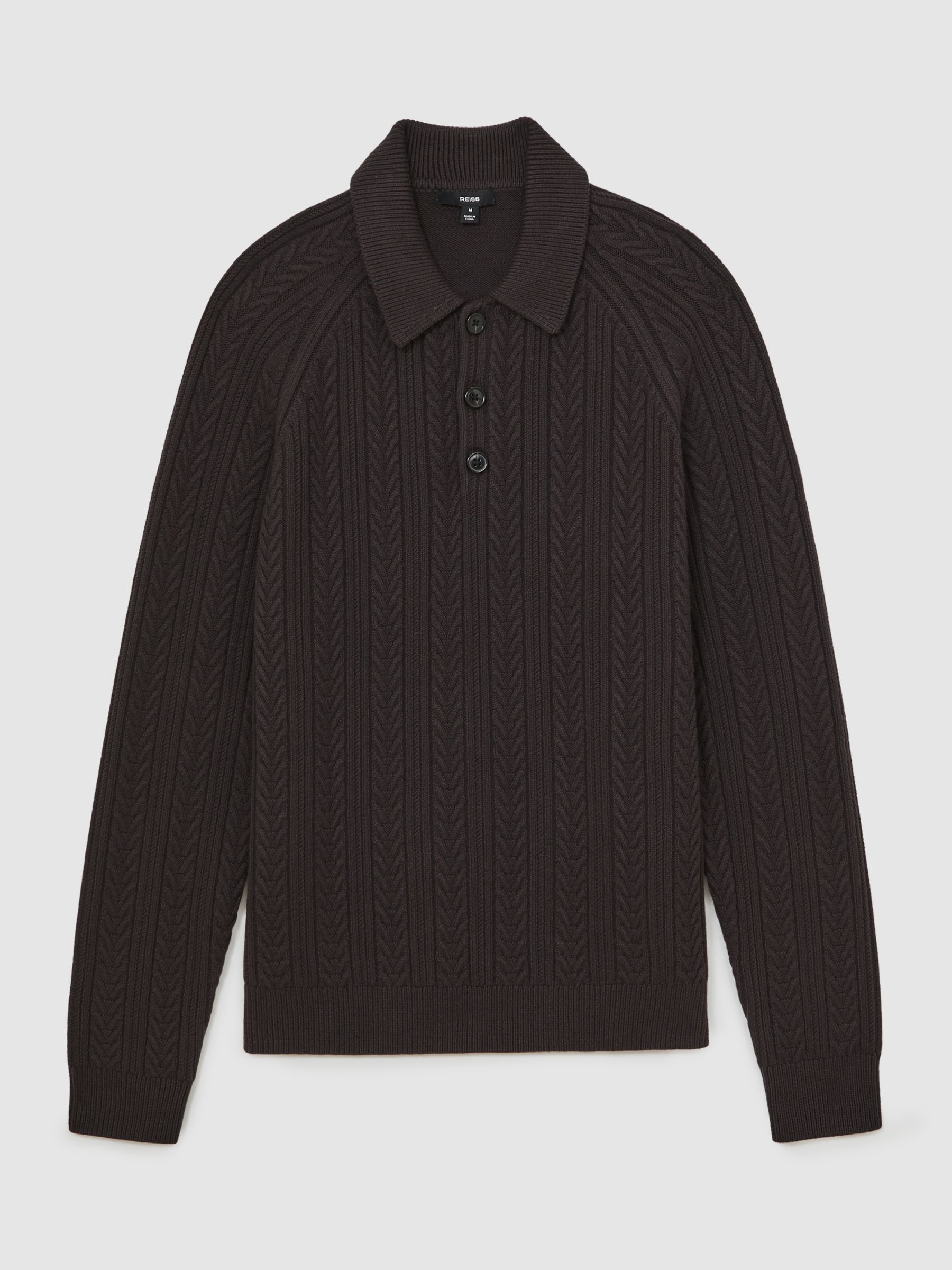 Cable-Knit Jumper With Wool in Chocolate Brown
