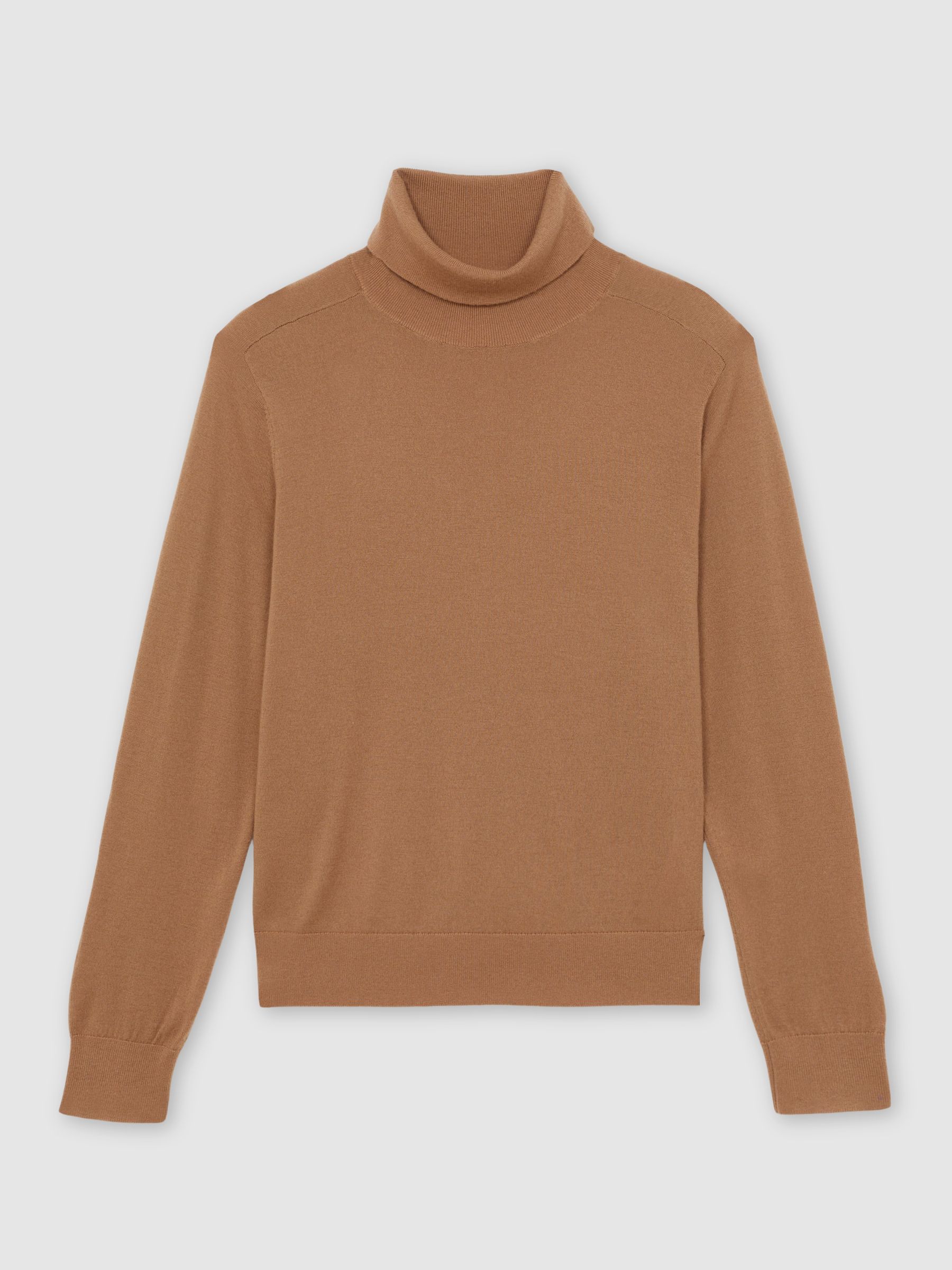 Wool Roll-Neck Jumper in Camel
