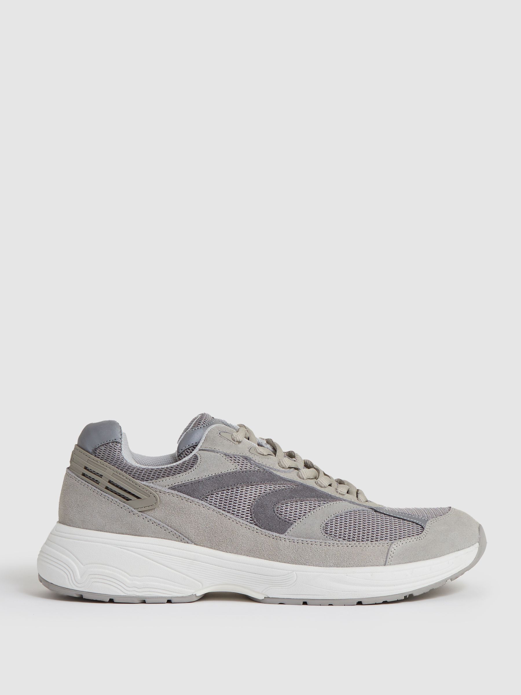 Panelled Running Trainers in Off White/Stone