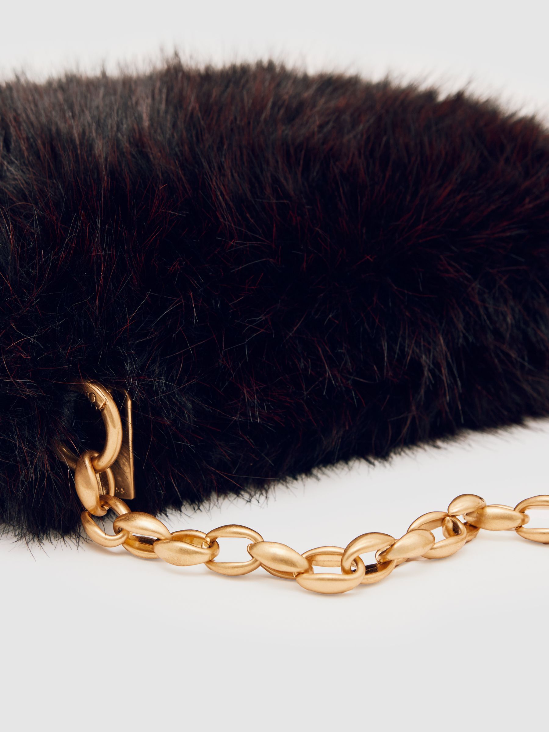 Faux Fur Shoulder Bag in Burgundy