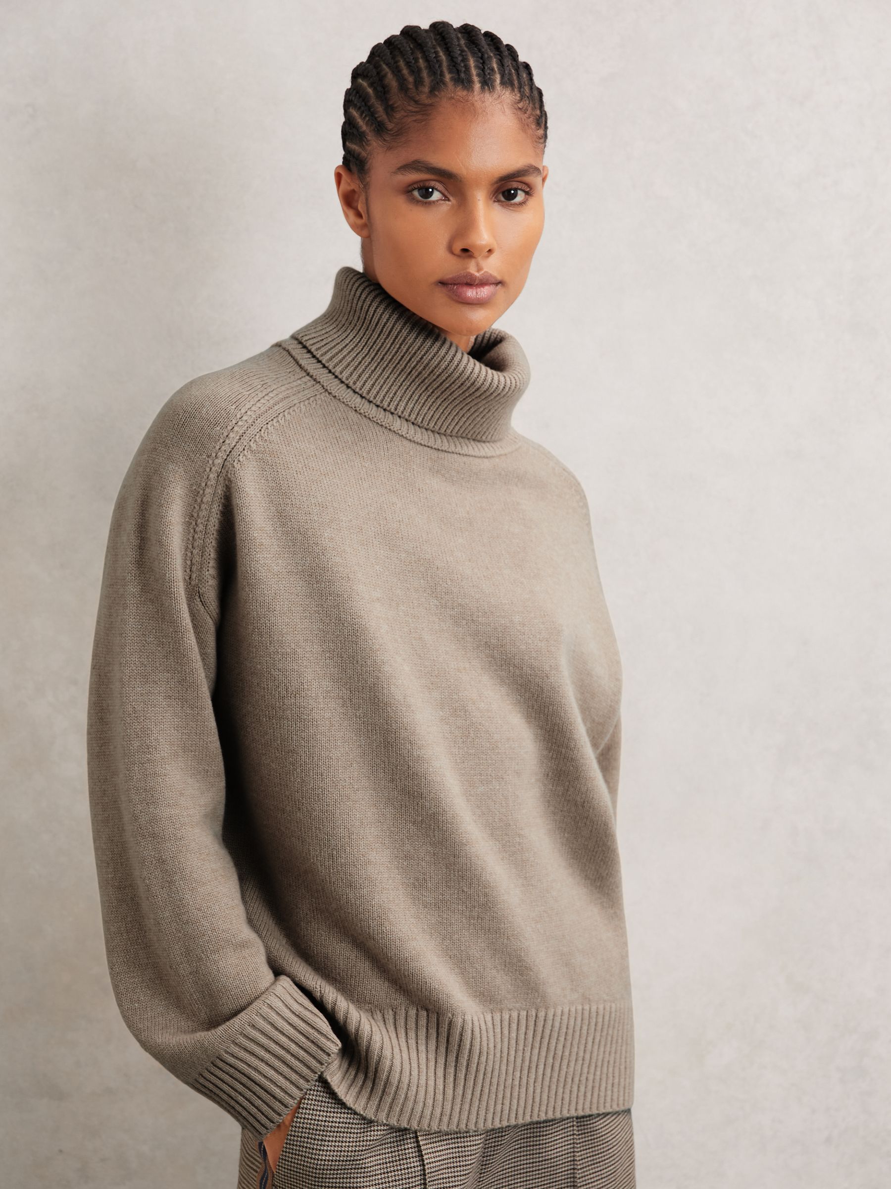 Wool-Cashmere Roll-Neck Jumper in Charcoal Grey