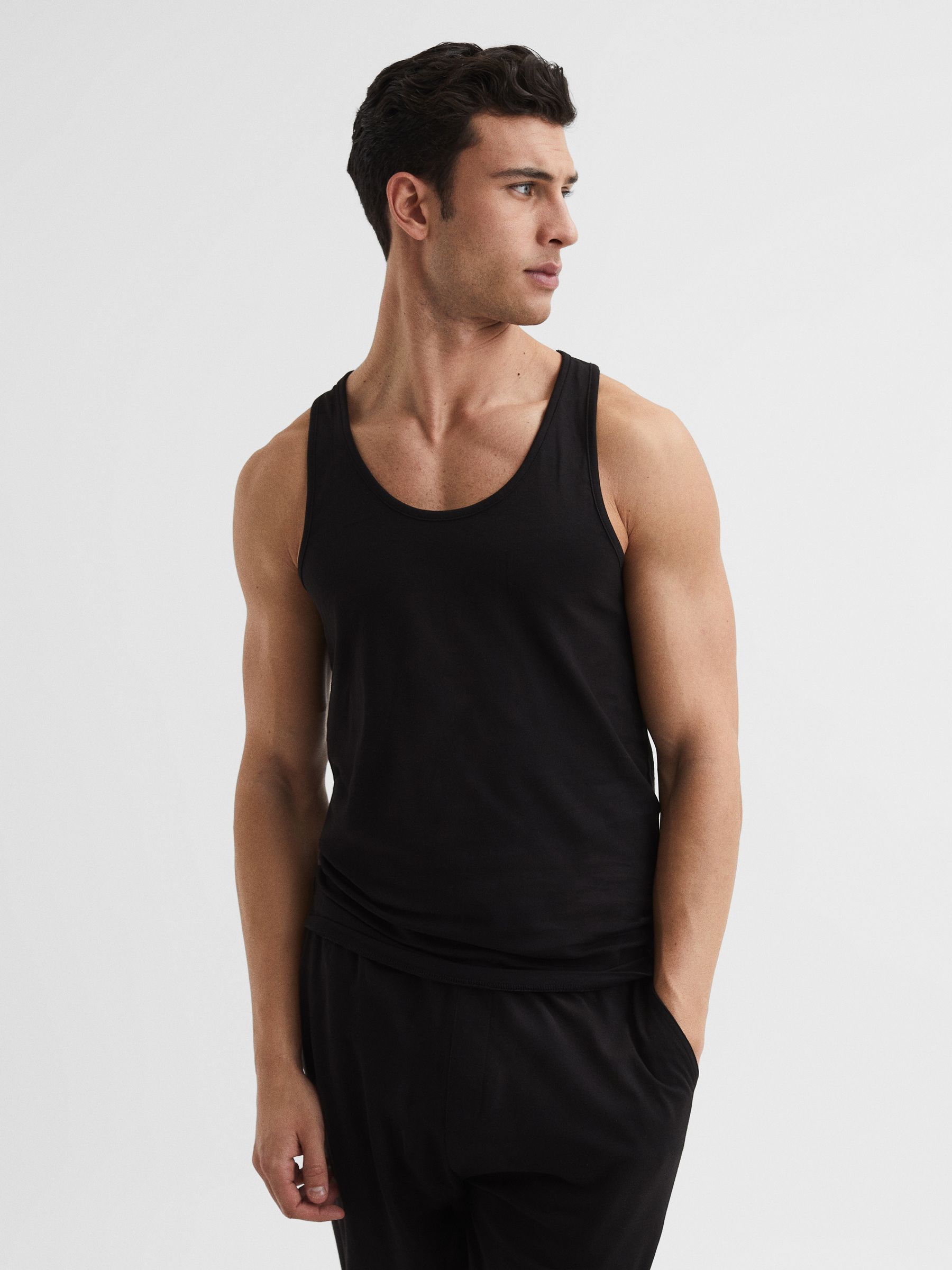 Cotton Stretch Vest in Black
