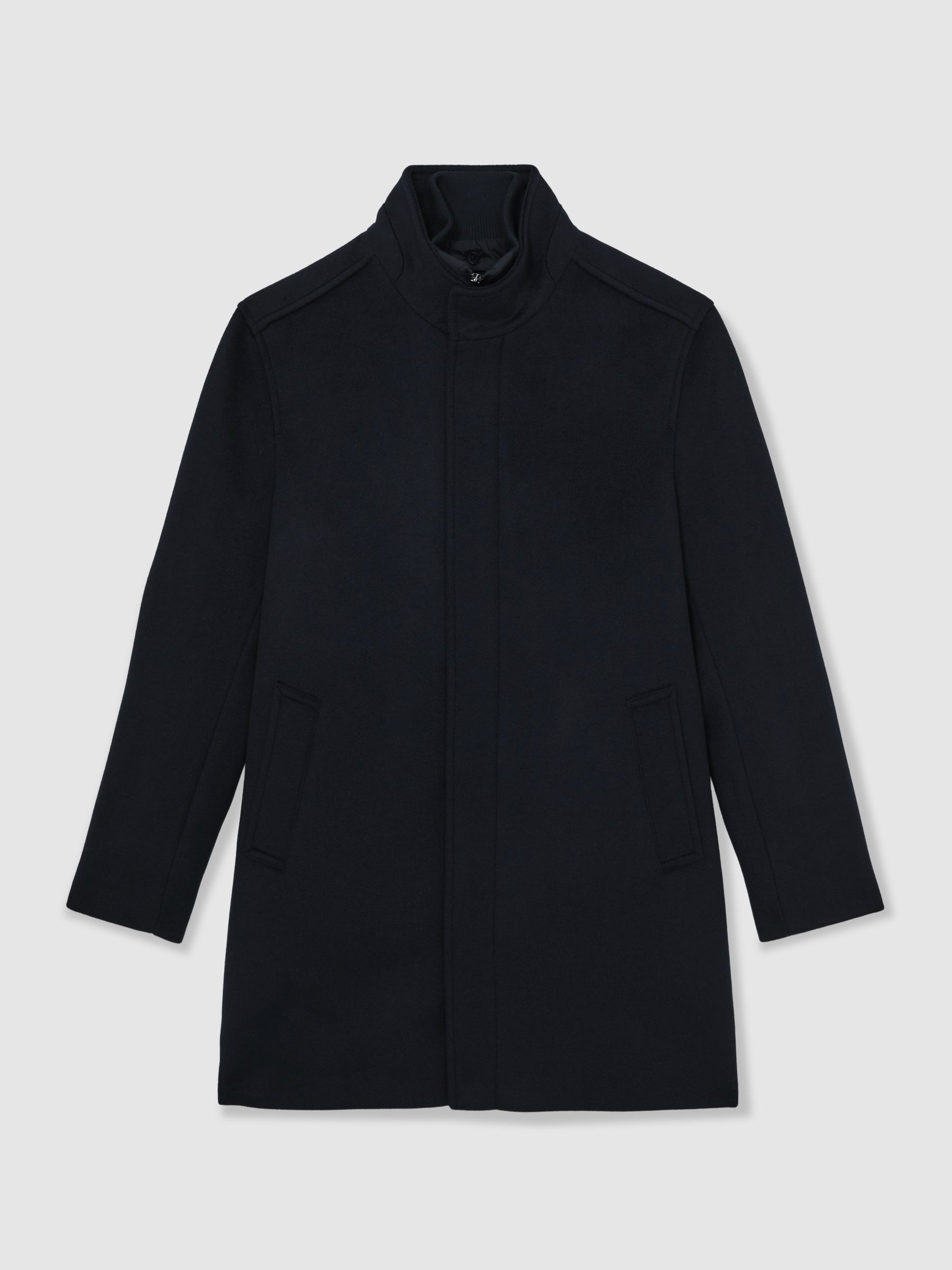 Wool-Blend Gilet-Insert Coat in Navy