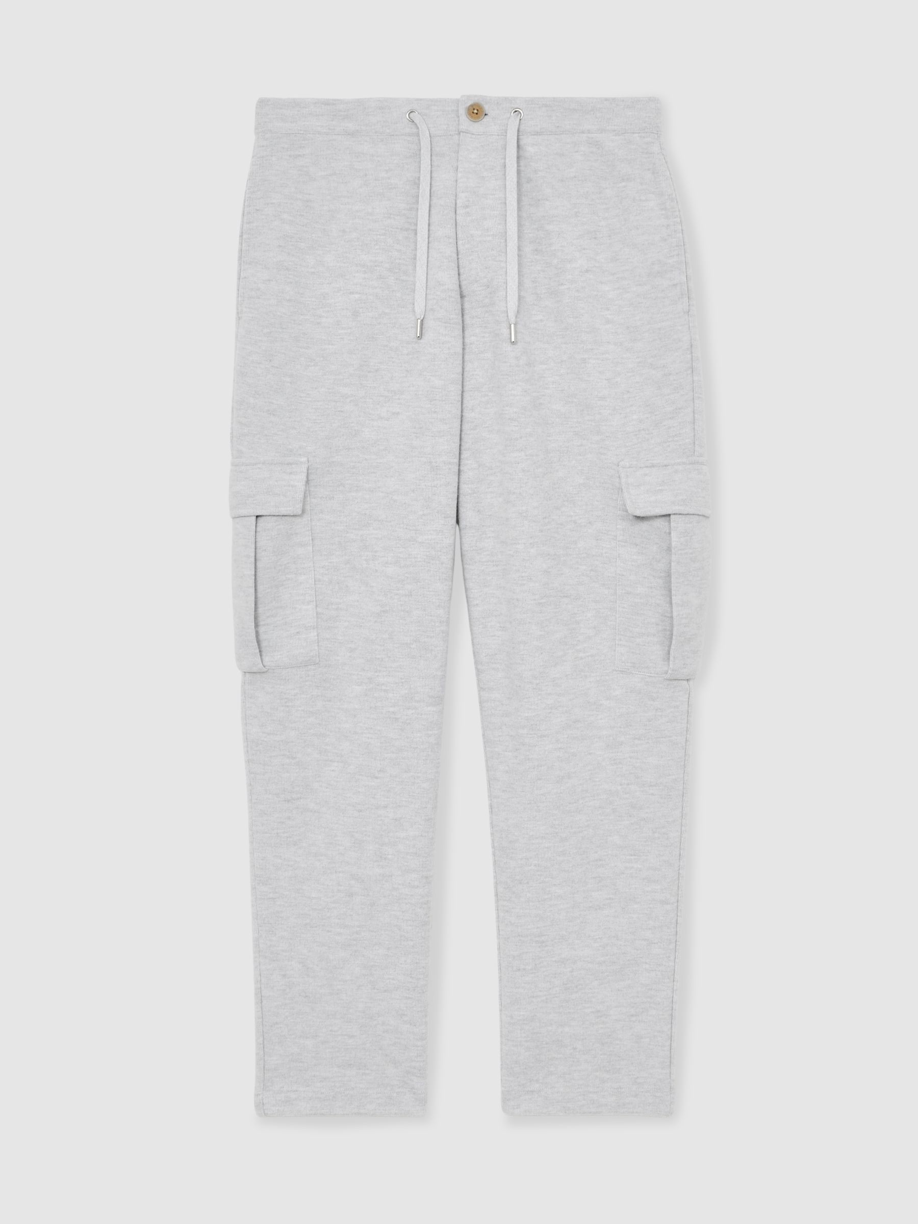 Jersey Cargo Trousers with Cotton in Grey Marl