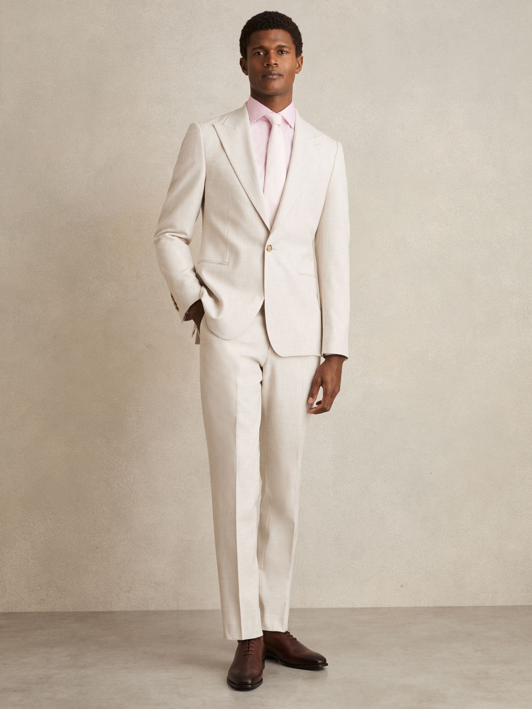 Slim Fit Cotton-Satin Regular-Fit Stripe Shirt in Pink