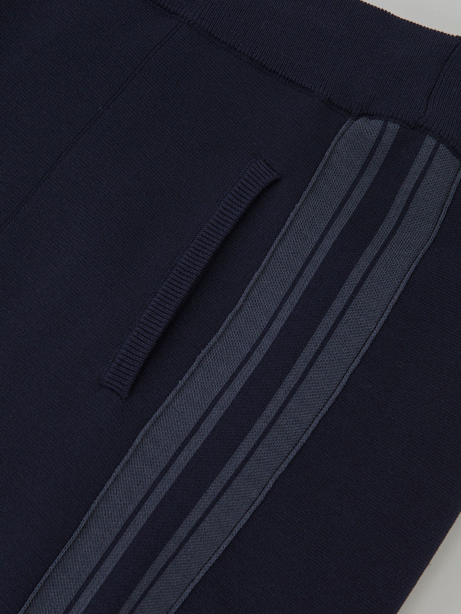 Petite Knitted Side-Stripe Wide-Leg Trousers in Navy
