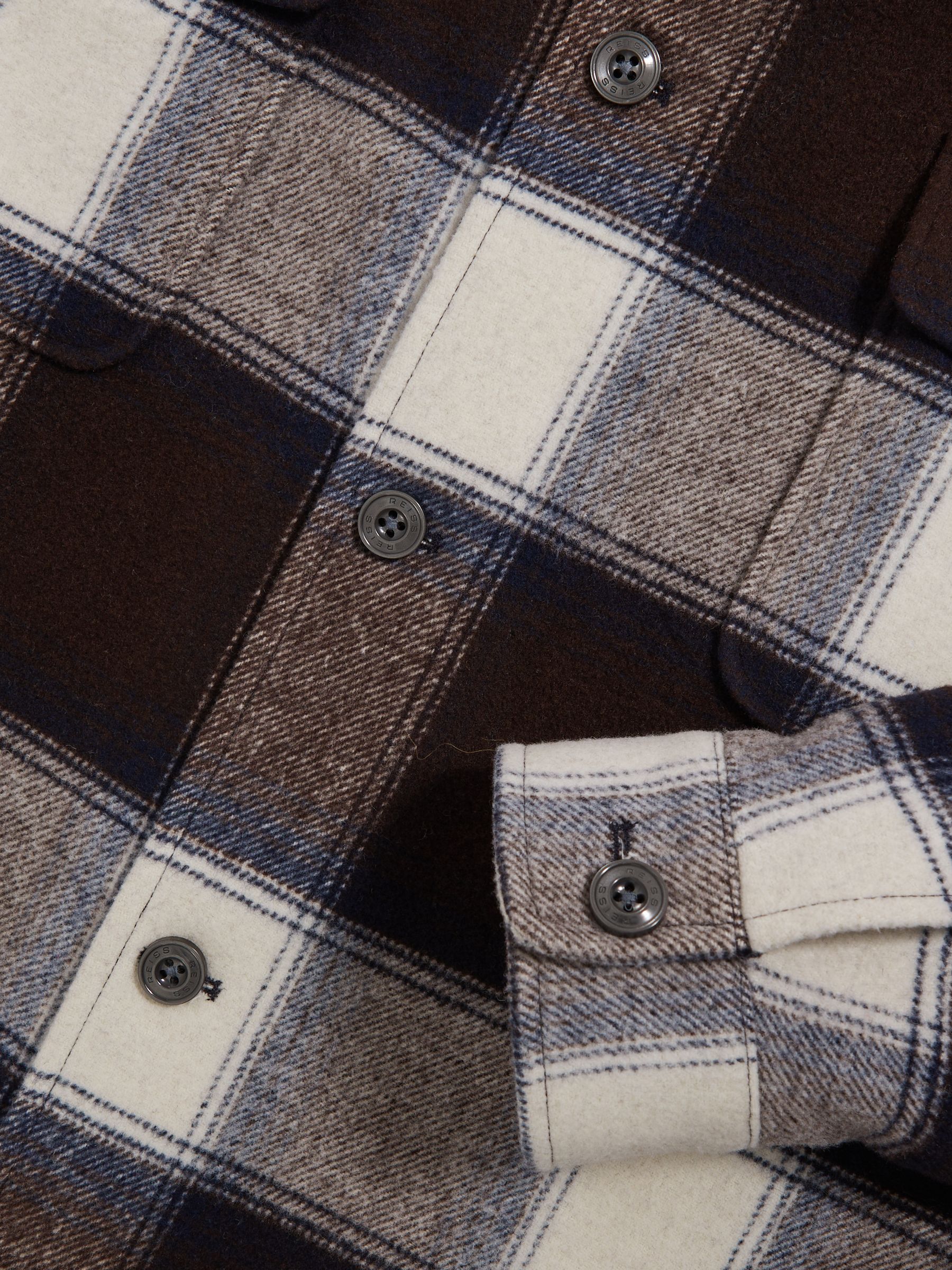 Wool-Blend Check Overshirt in Navy Multi