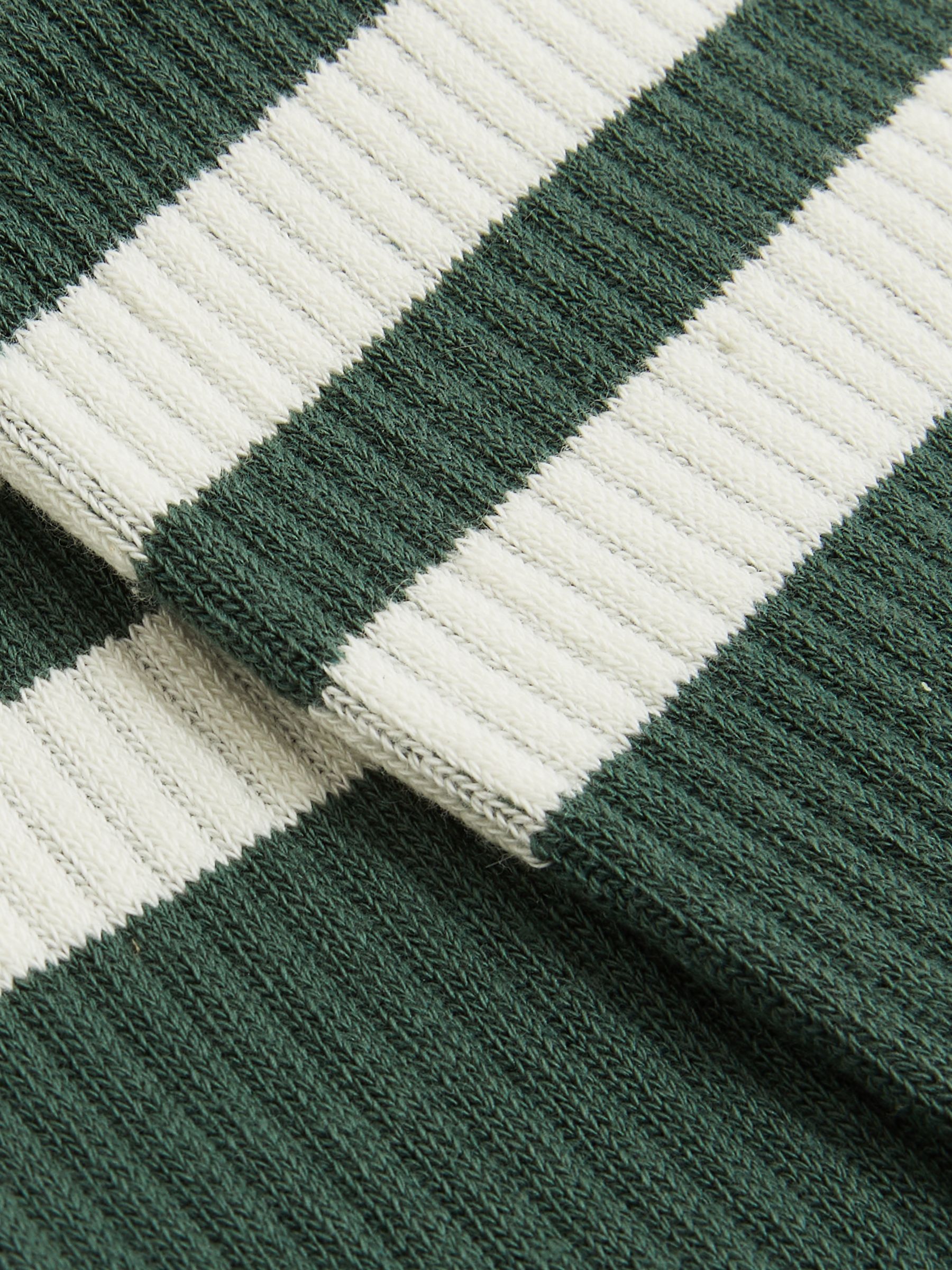 Cotton-Blend Double-Stripe Socks in Pine Green/Ecru