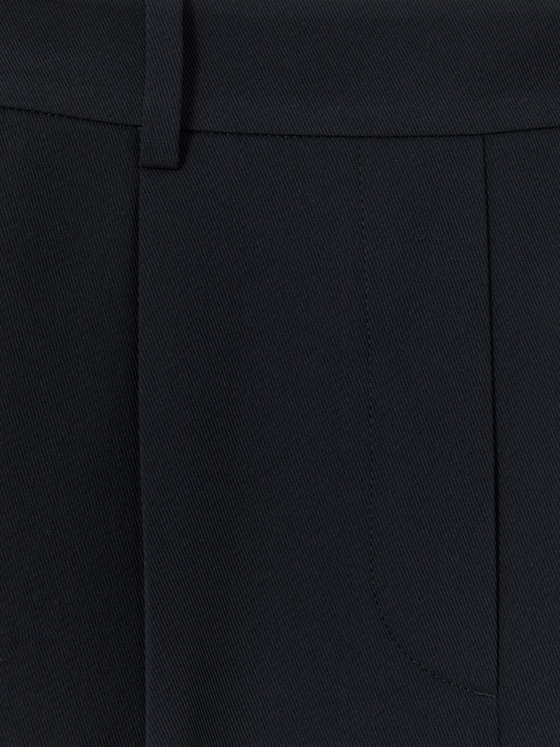 Petite Elasticated-Waist Wide-Leg Twill Trousers in Navy