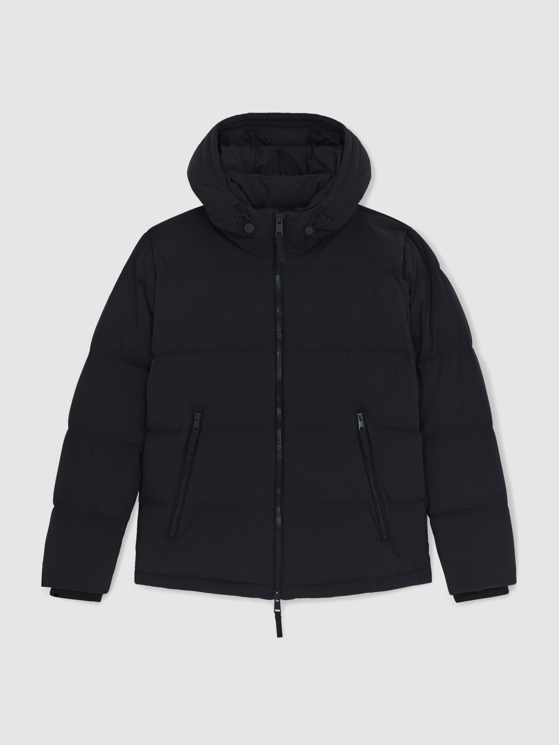 Quilted Zip-Through Puffer Jacket in Navy