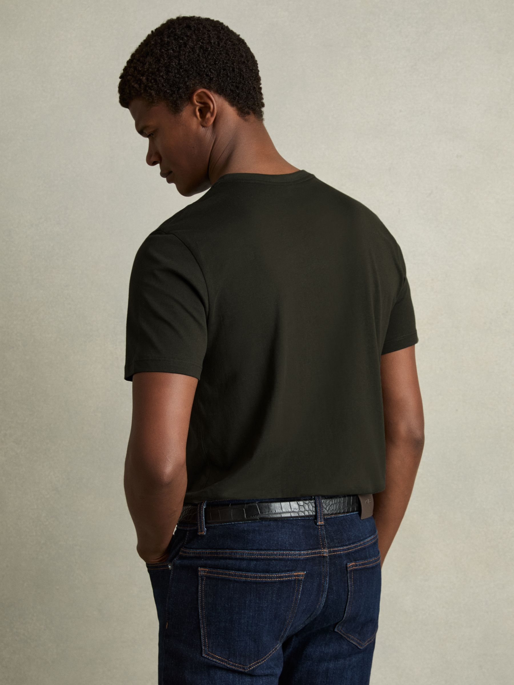 Cotton Crew Neck T-Shirt in Oxidised Green