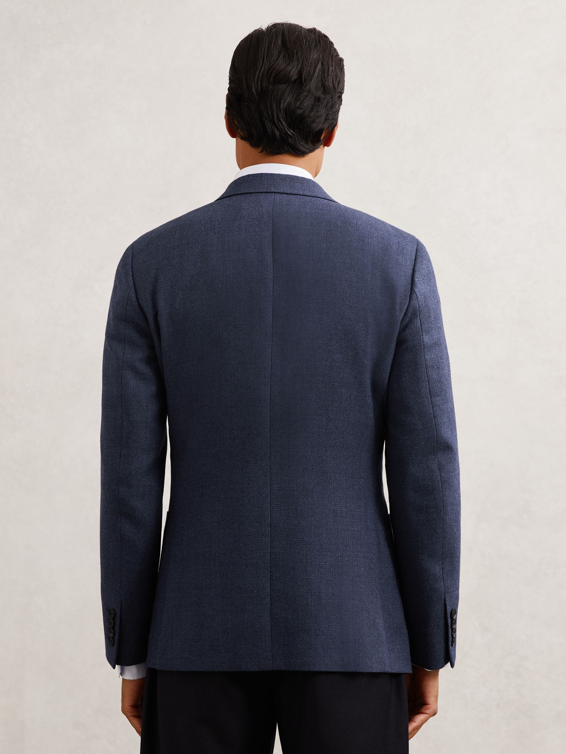 Wool-Blend Double-Breasted Blazer Slim-Fit in Navy