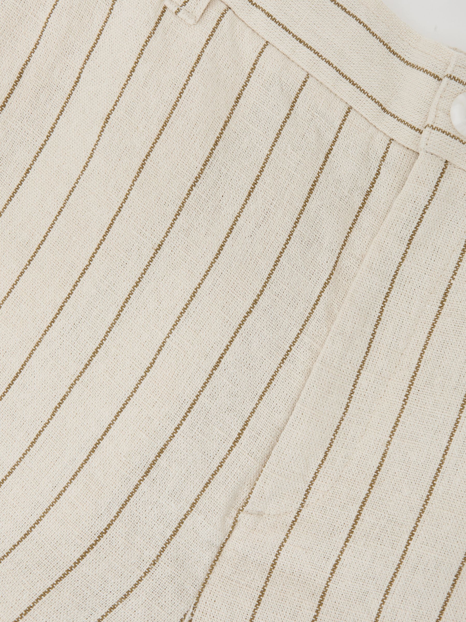 Les Deux Linen-Cotton Stripe Trousers in Ivory