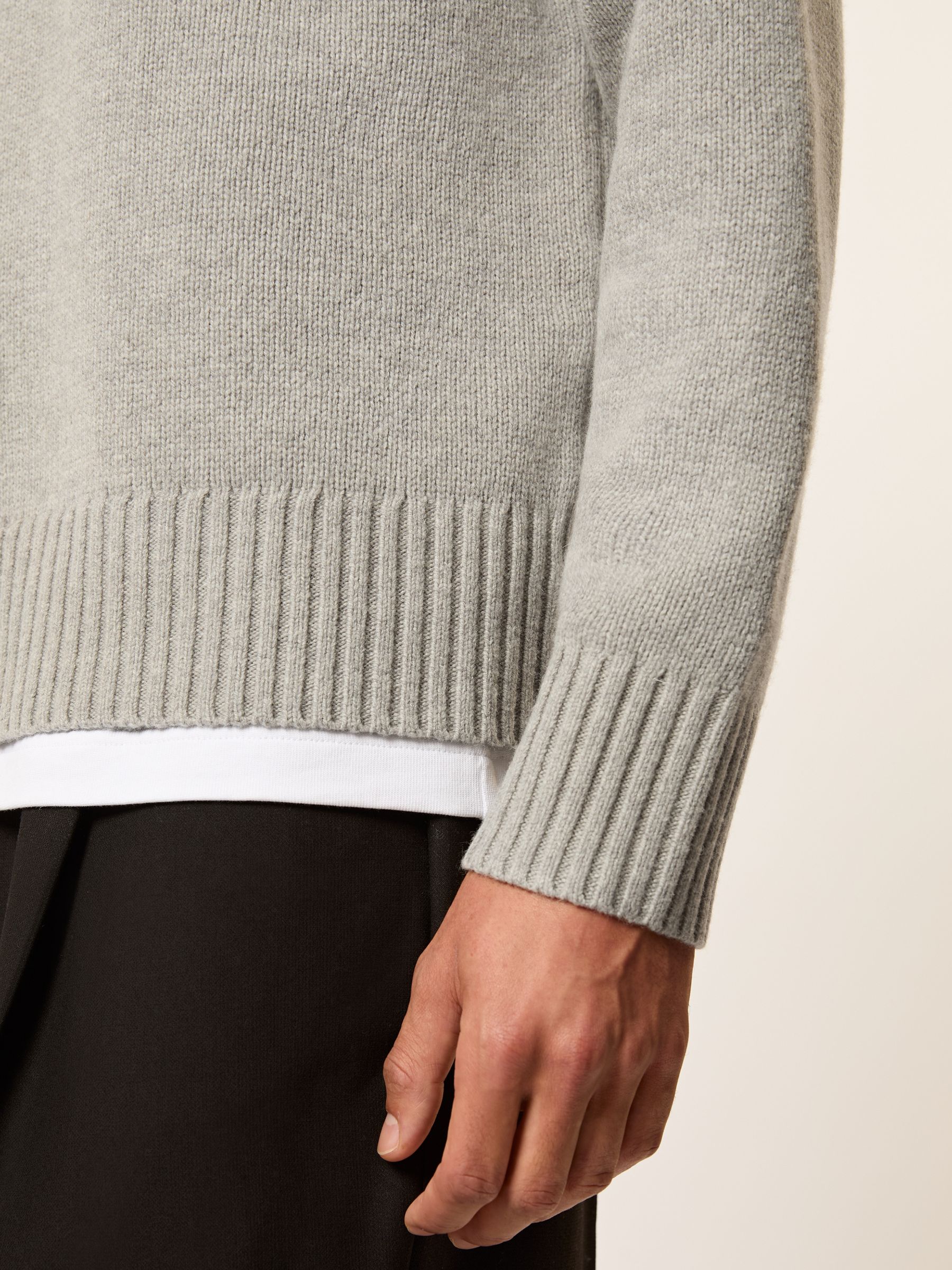 Monogram Embroidered Relaxed Jumper Wool in Grey Melange