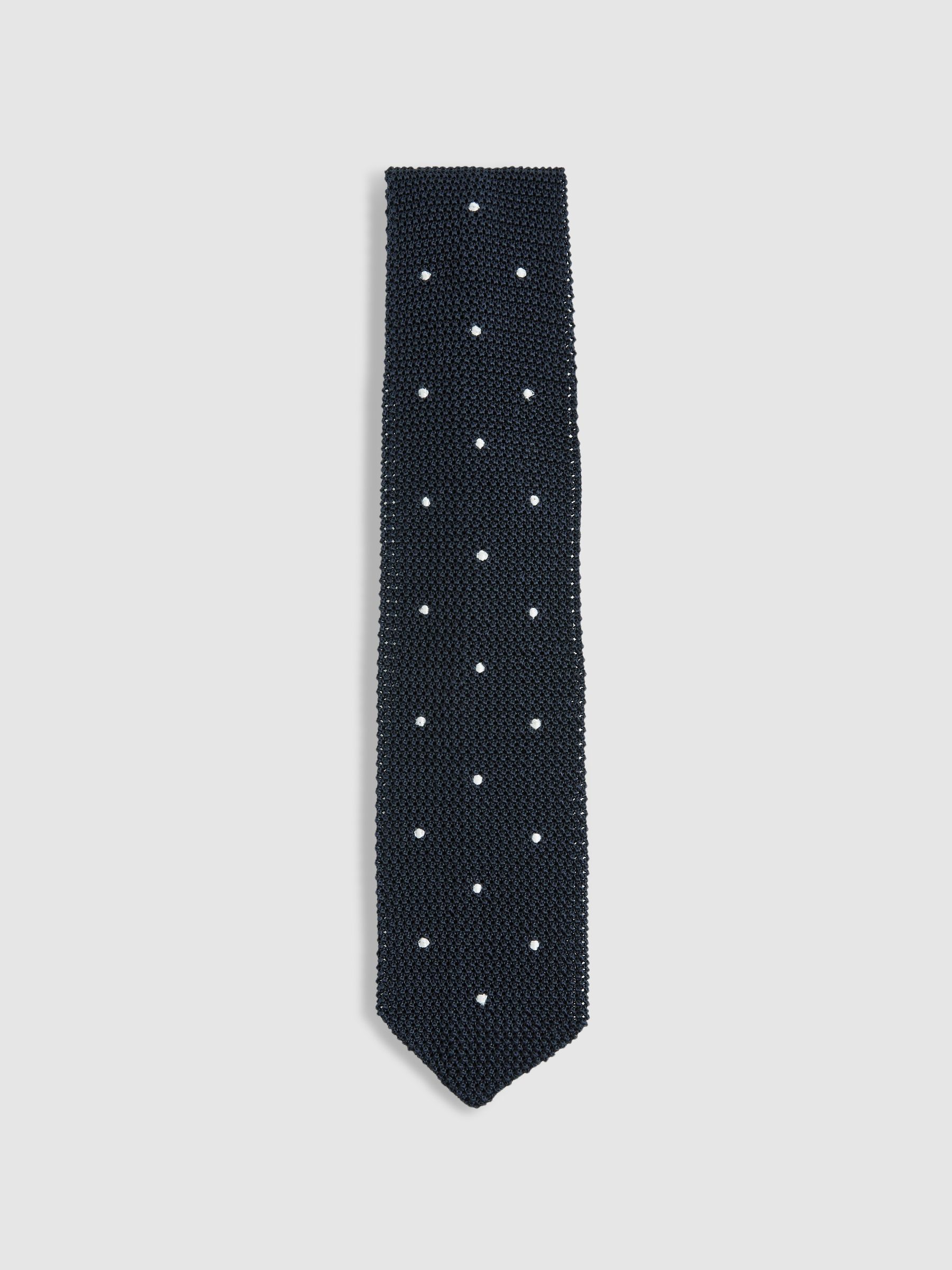 Silk Knitted Pin-Dot Tie in Burgundy