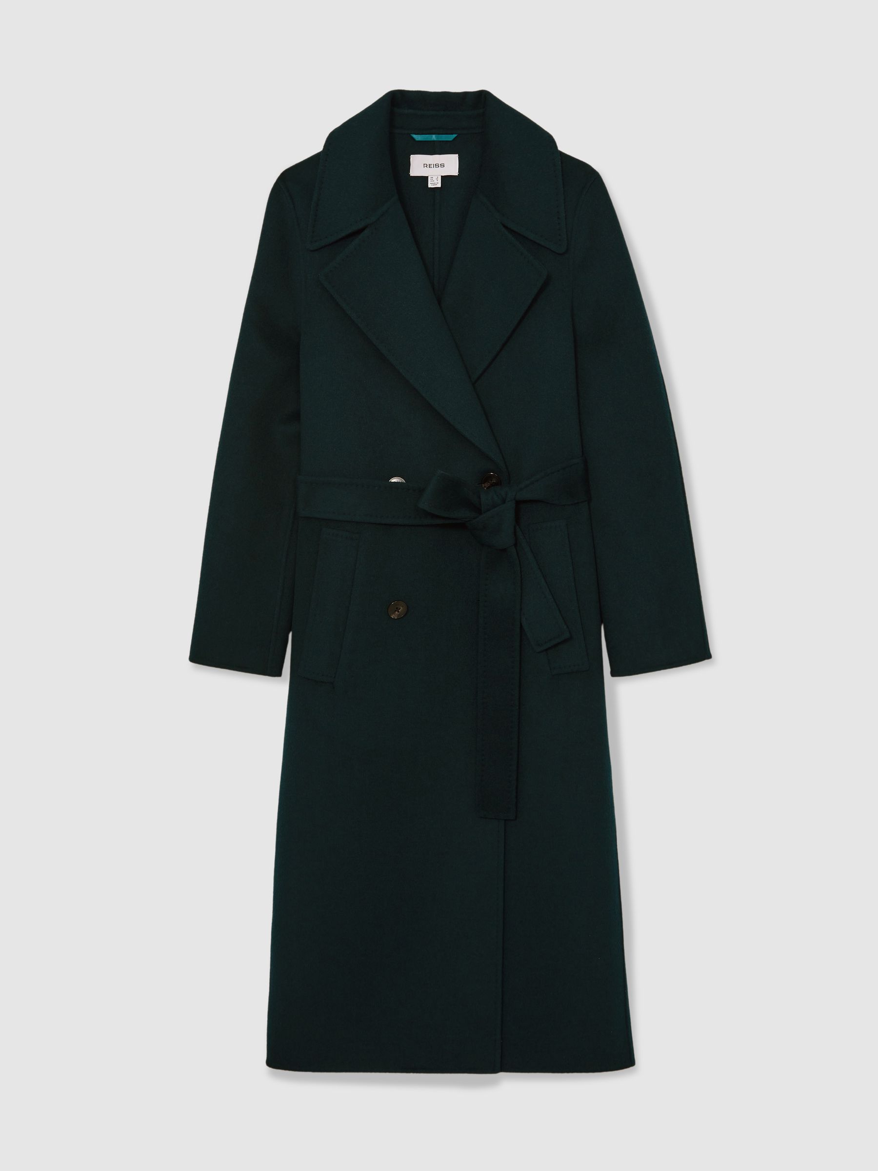 Double-Breasted Blindseam Coat Wool-Blend in Green
