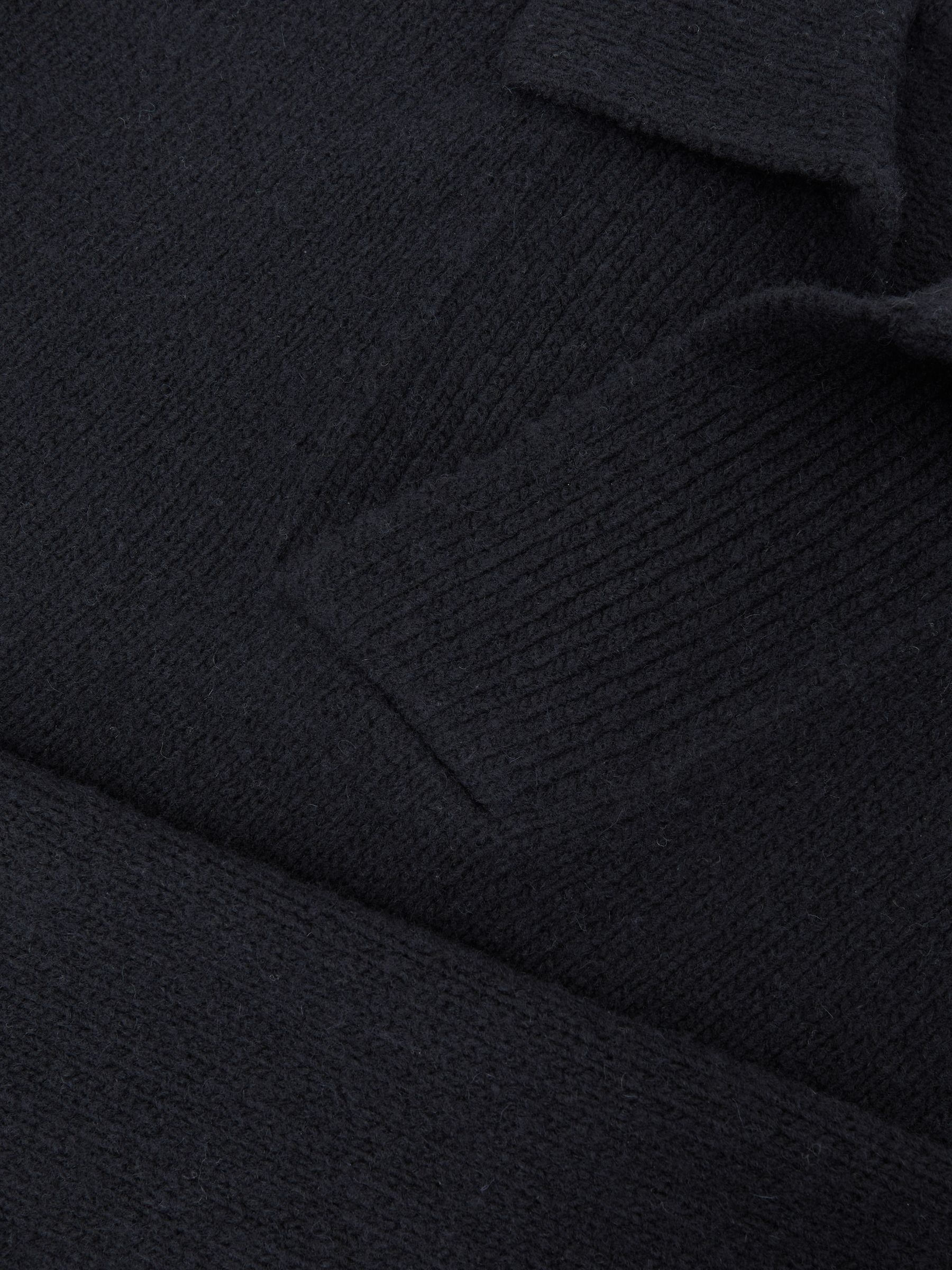 Wool-Blend Relaxed Open-Collar Jumper in Navy