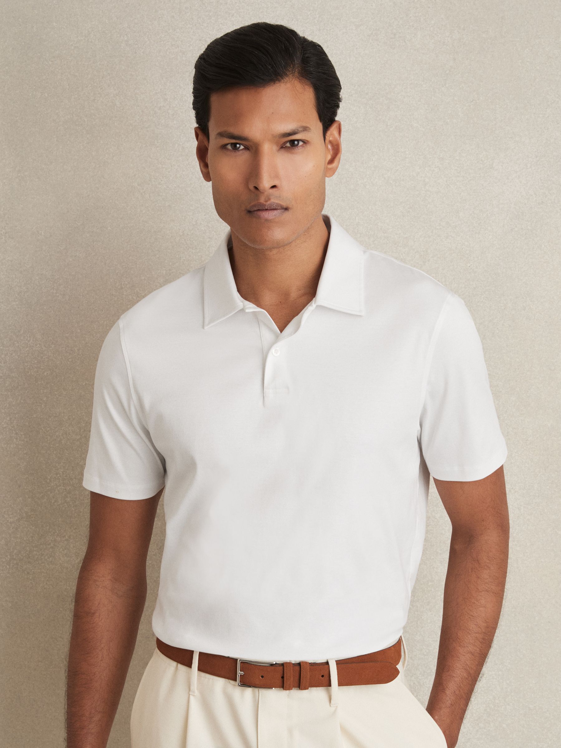 Air-Water Cotton Polo Shirt in White