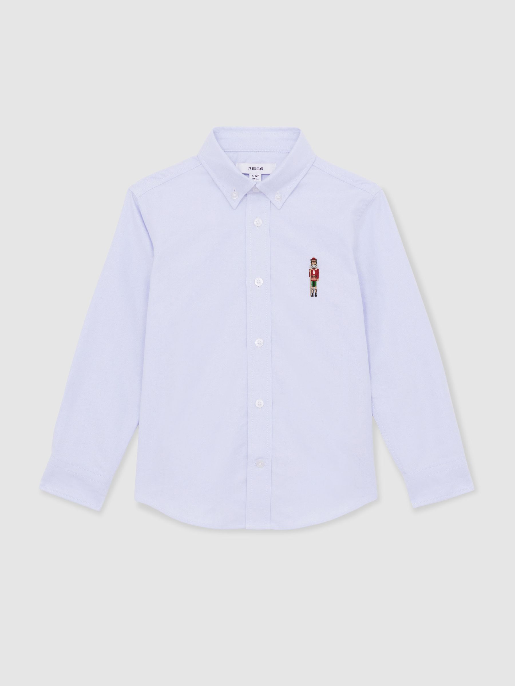3-9 yrs Nutcracker-Embroidered Oxford Shirt Cotton in Soft Blue