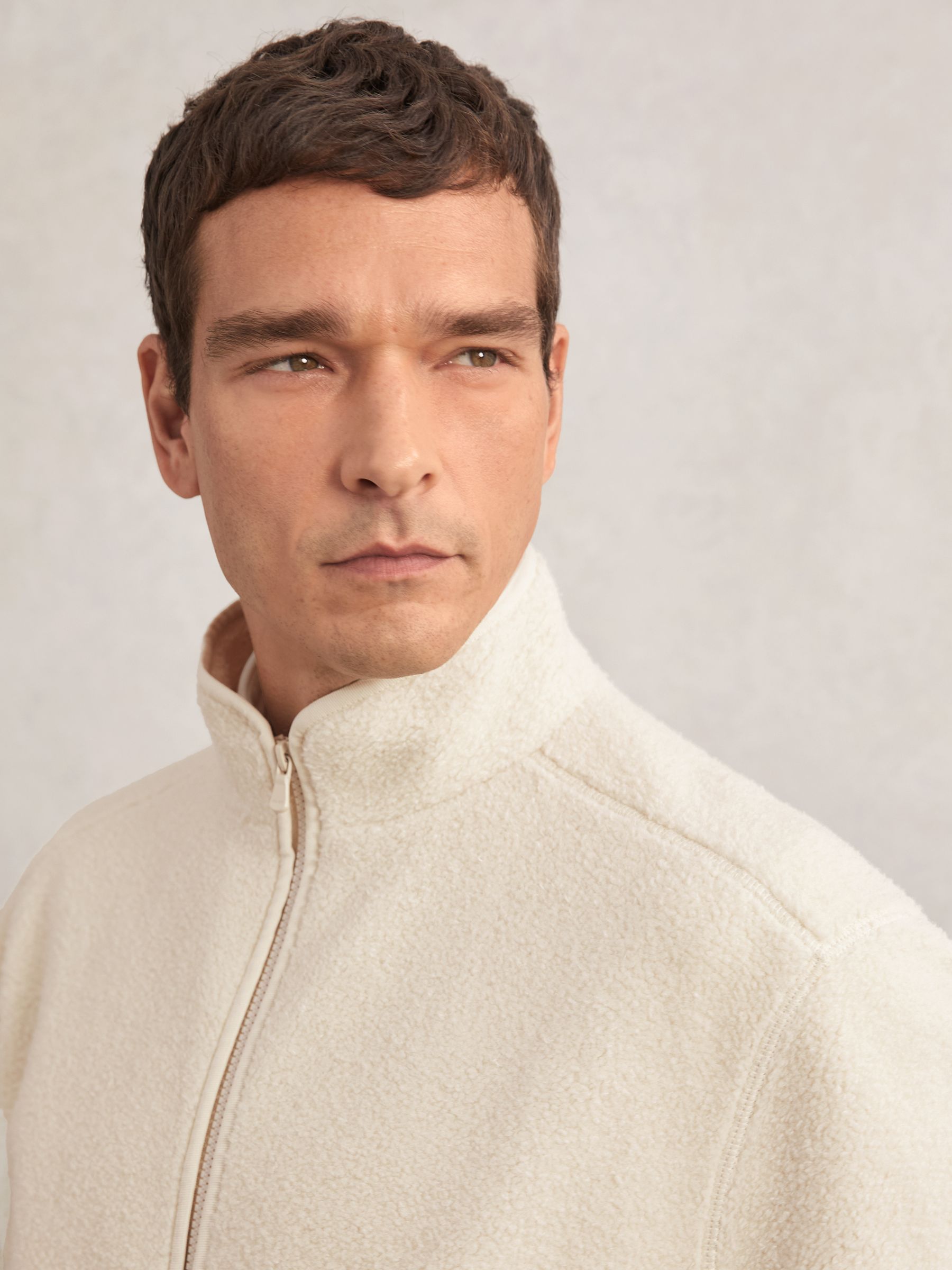 Fleece Zip-Through Jacket in Ecru