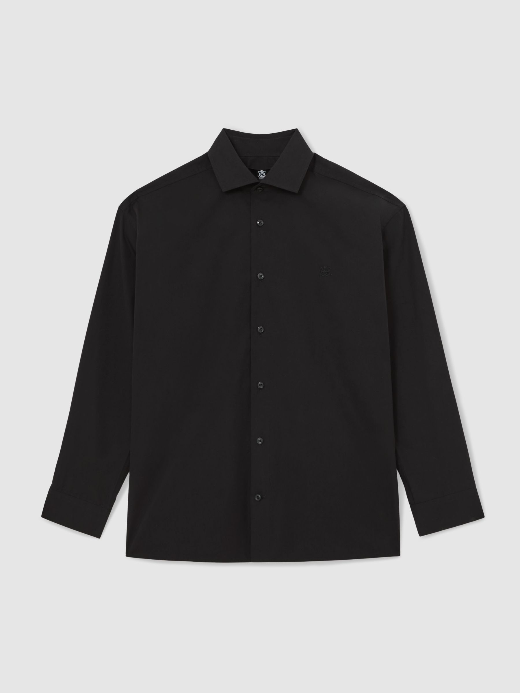 Monogram Cotton Oversized Shirt in Black