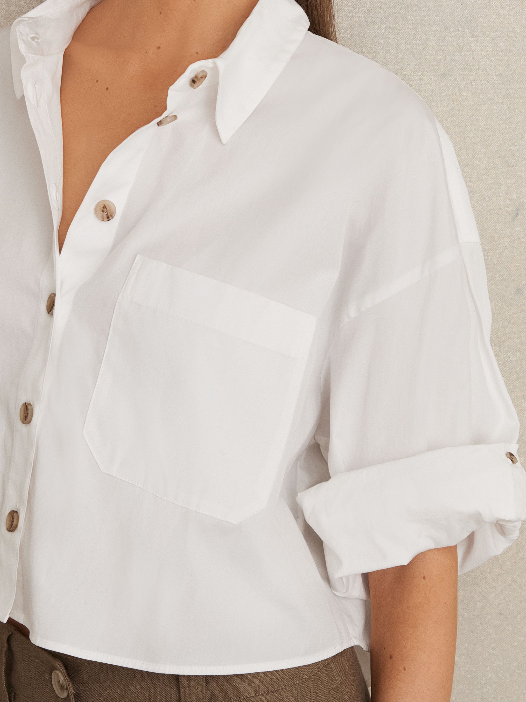 Oversize Cotton Cropped Shirt in White