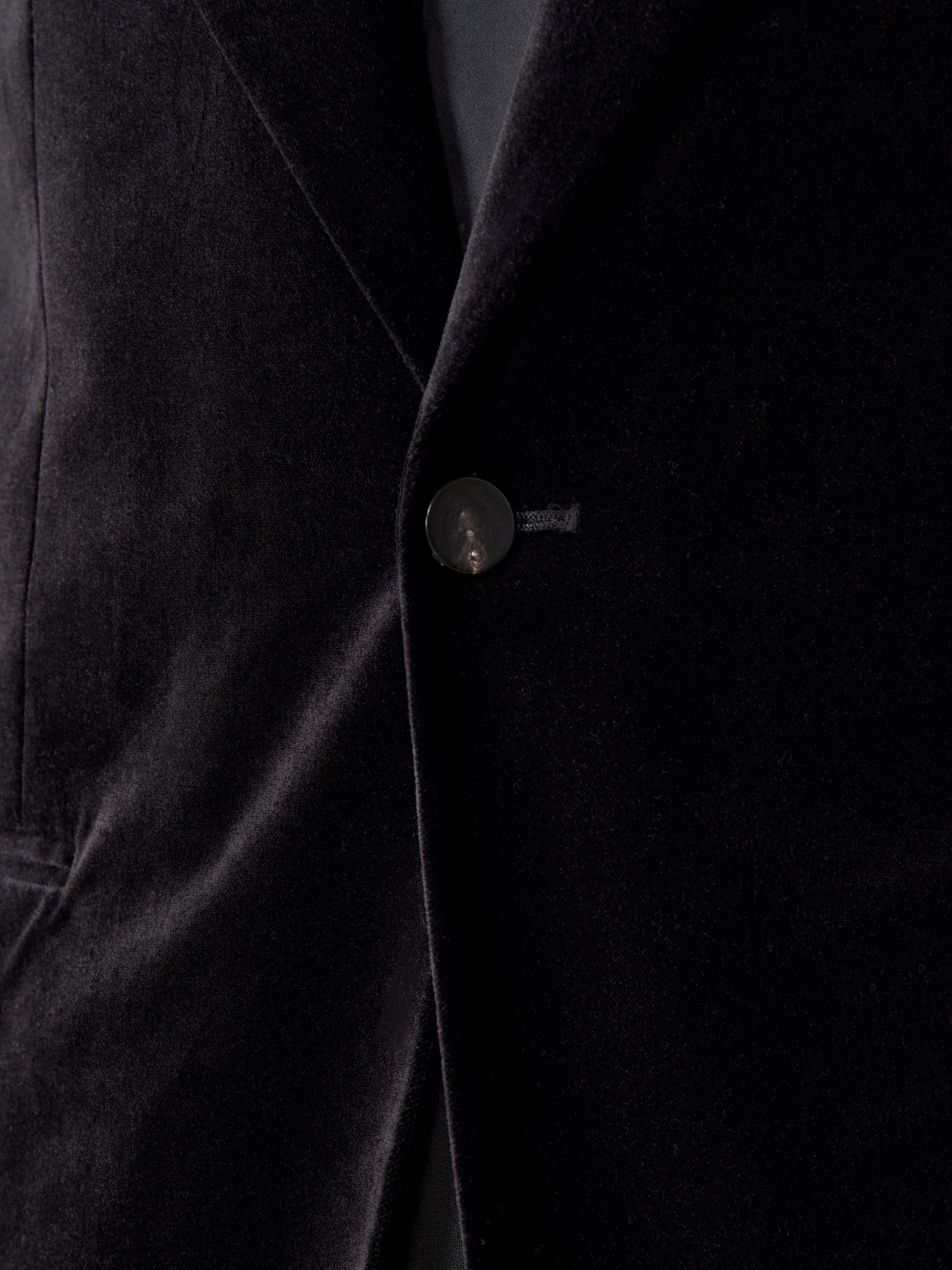 Single-Breasted Velvet Blazer Slim-Fit in Black
