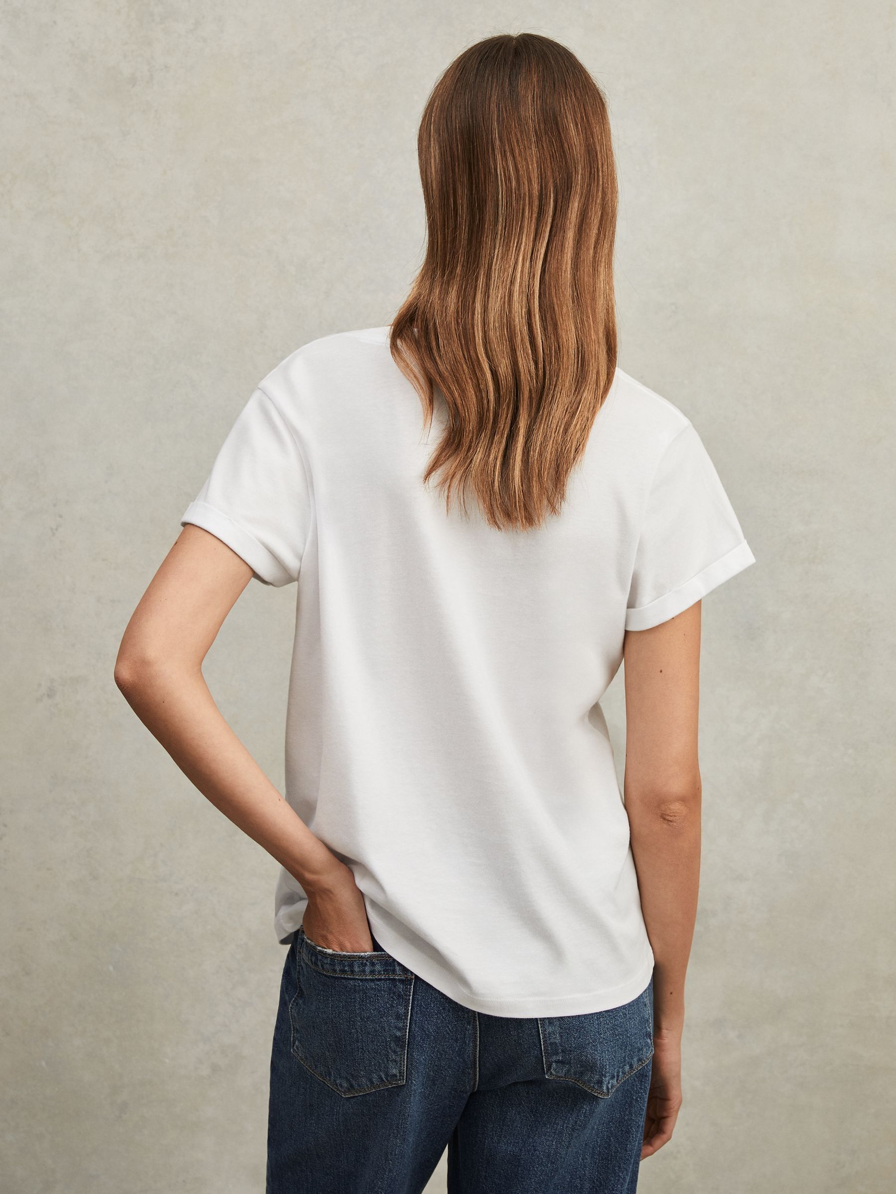 Cotton-Jersey V-Neck T-Shirt in White