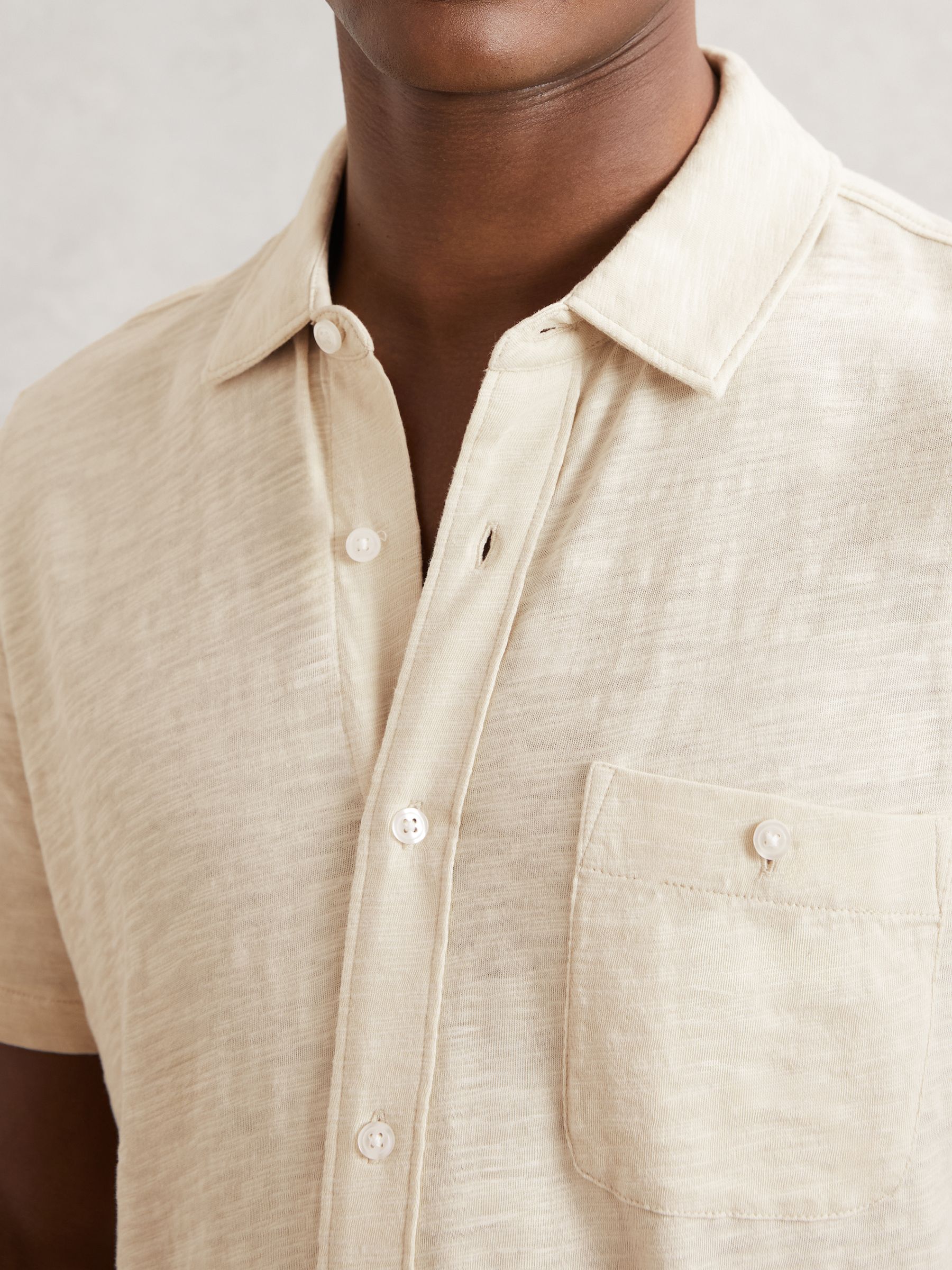 Paige Cotton Short-Sleeve Jersey Shirt in Cream