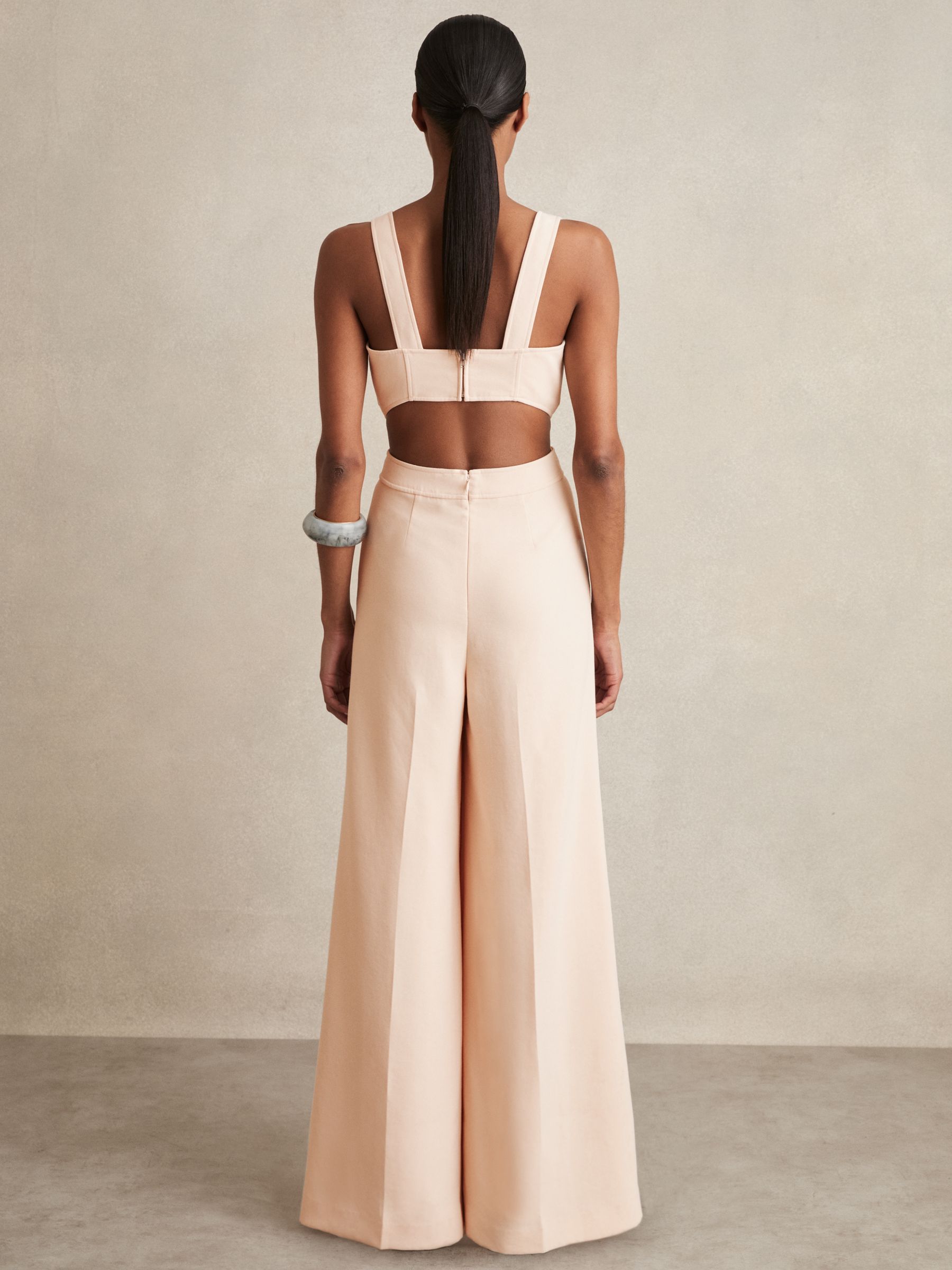 Wide-Leg Cut-Out Jumpsuit in Pale Pink