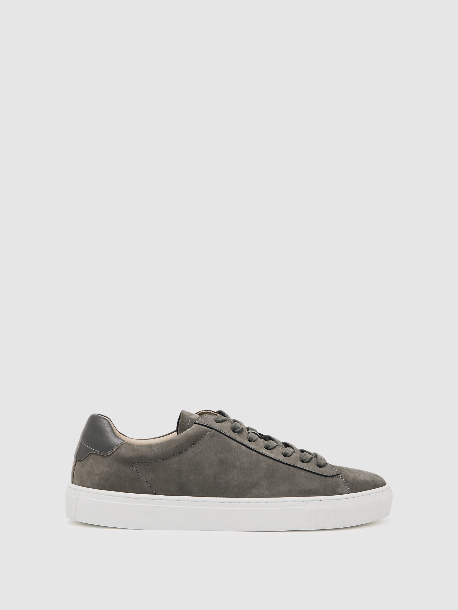 Nubuck Leather Low-Top Trainers in Grey
