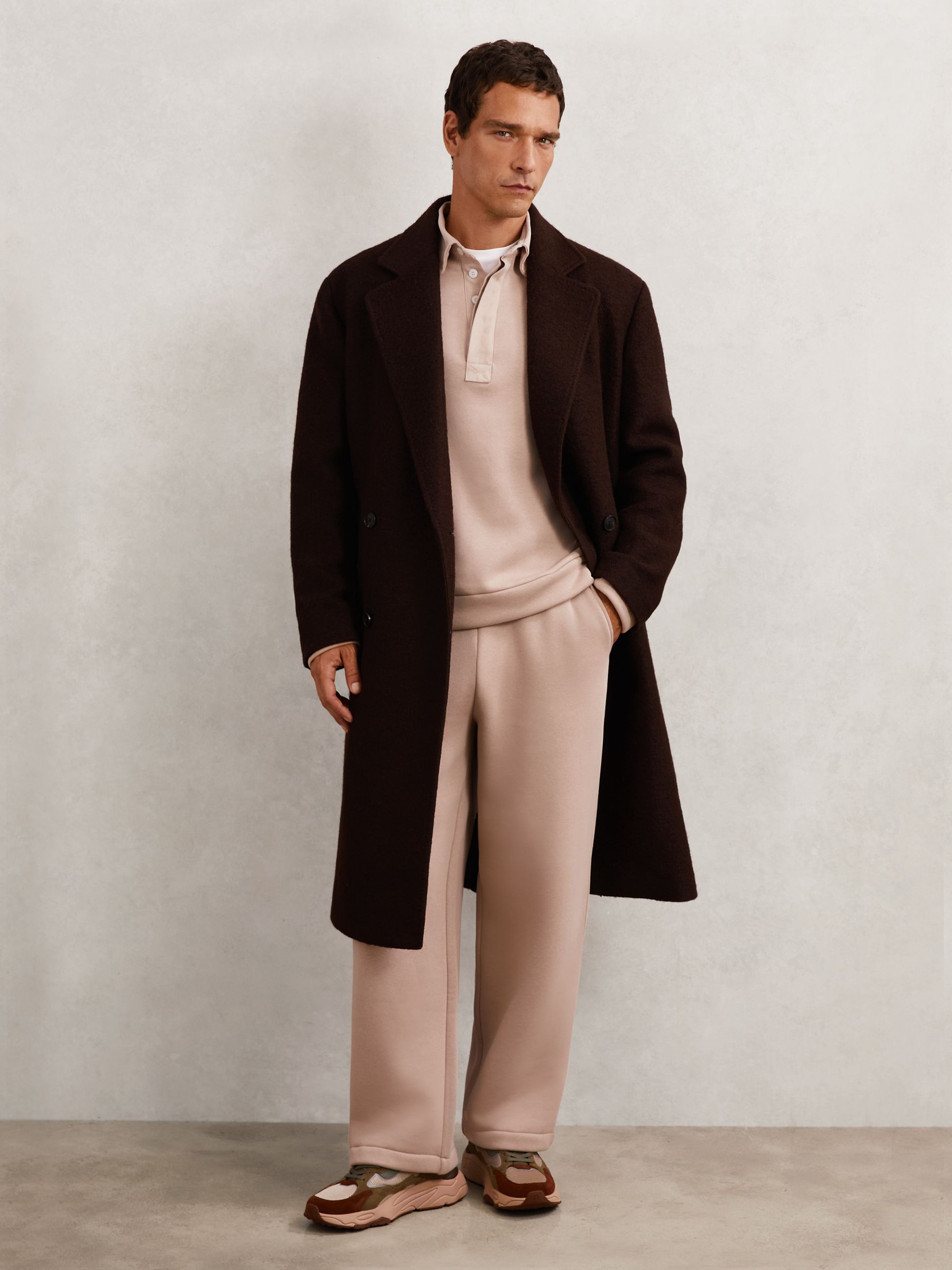 Cotton-Blend Fleece-Back Polo Shirt in Pink