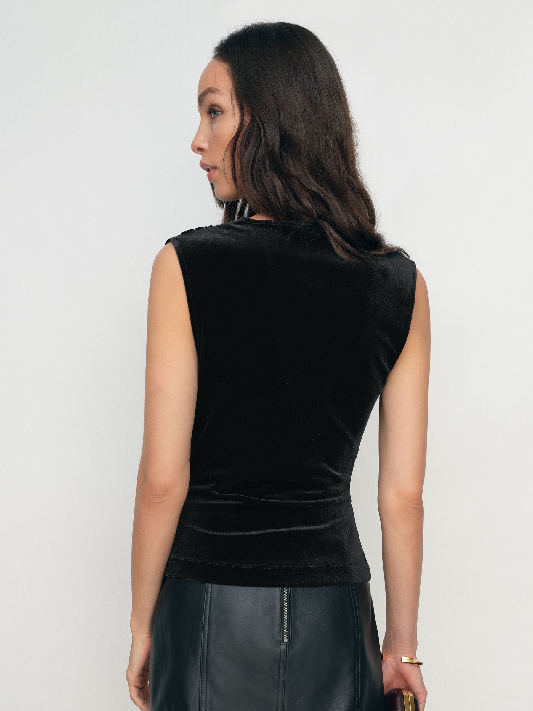 Velvet Drape Sleeveless Top in Black