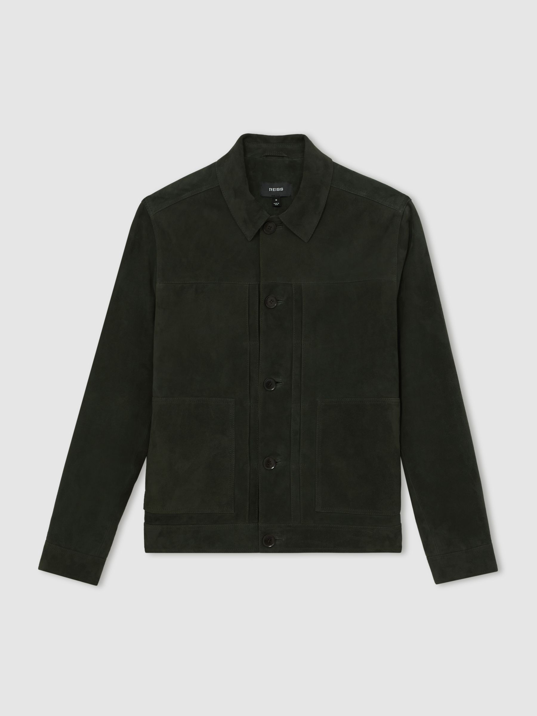 Suede Worker Jacket in Dark Green