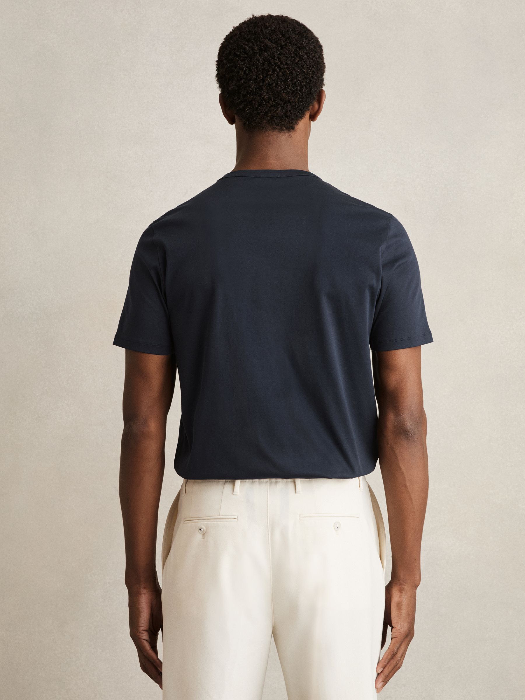 Airwater-Cotton Crew-Neck T-Shirt in Navy