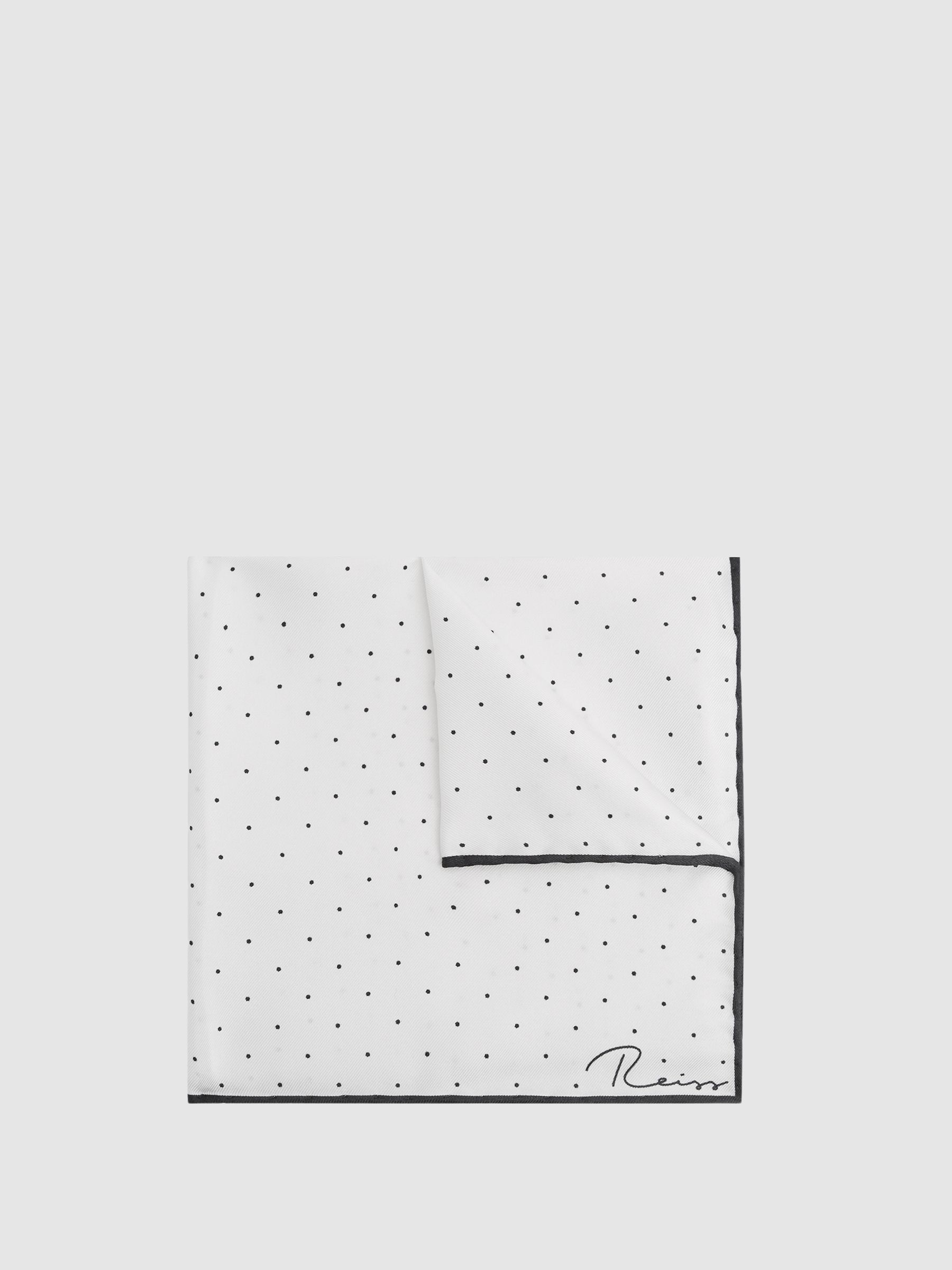 Polka Dot Silk Pocket Square in White