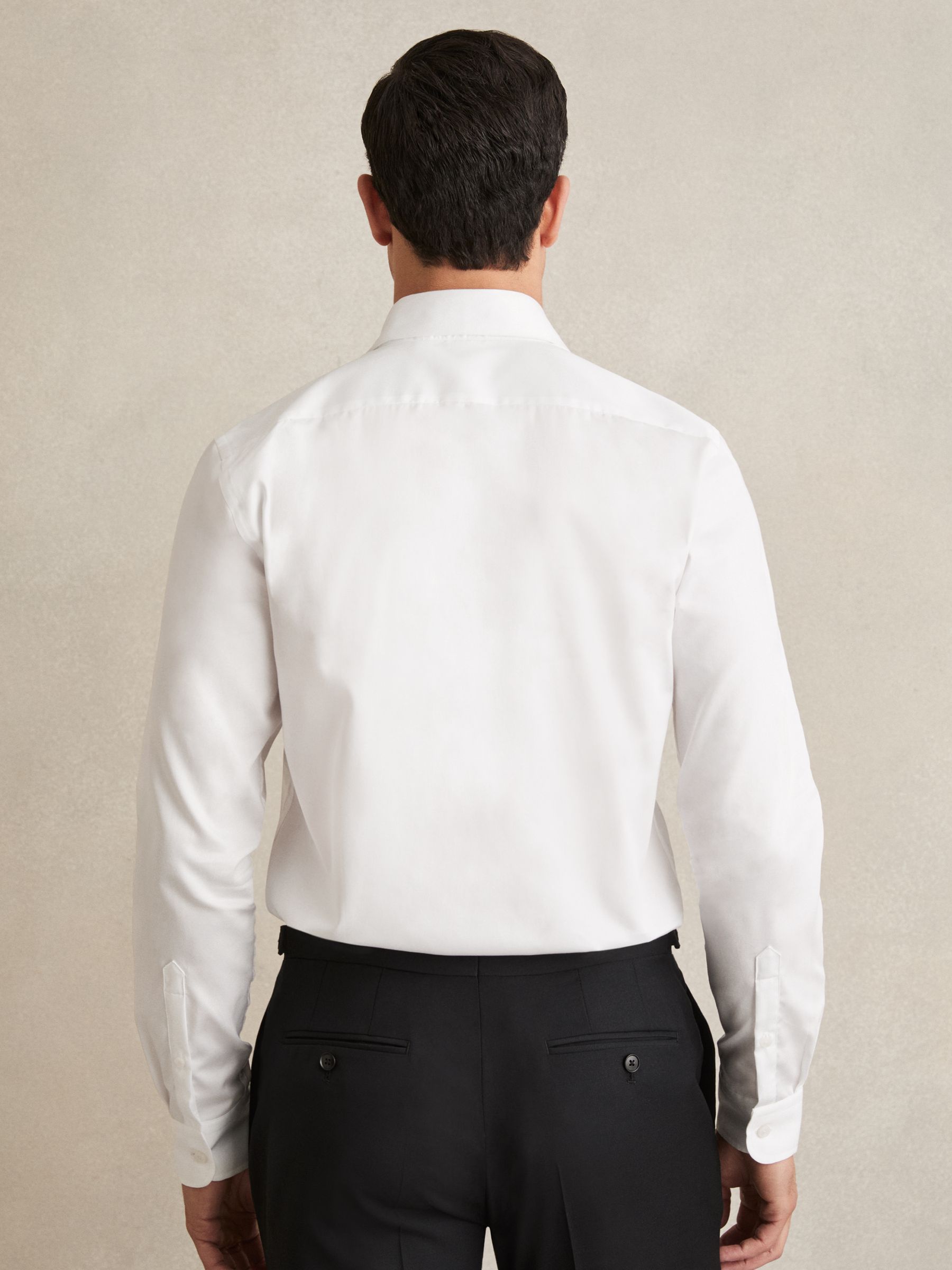 Regular Fit Cotton-Satin Regular-Fit Stripe Shirt in White