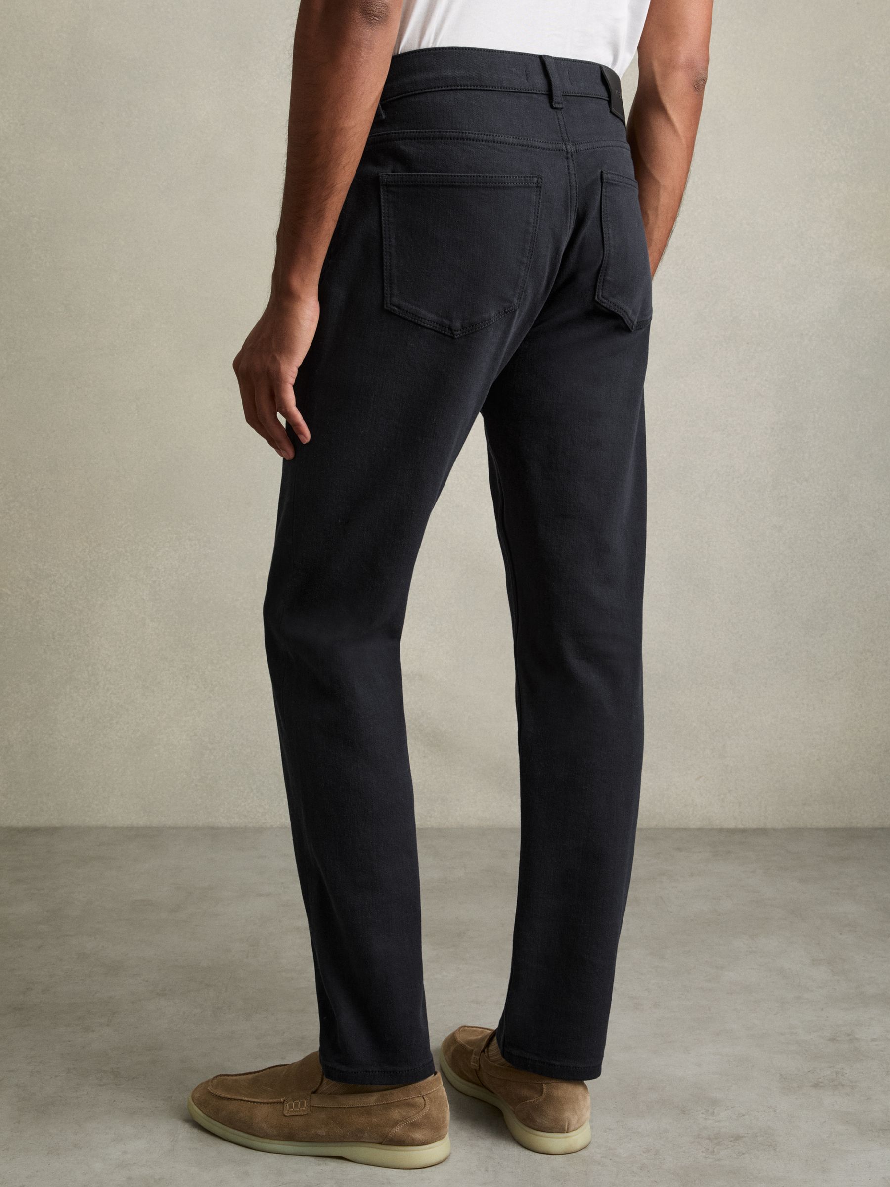 Cotton-Stretch Slim-Fit Jeans in Navy