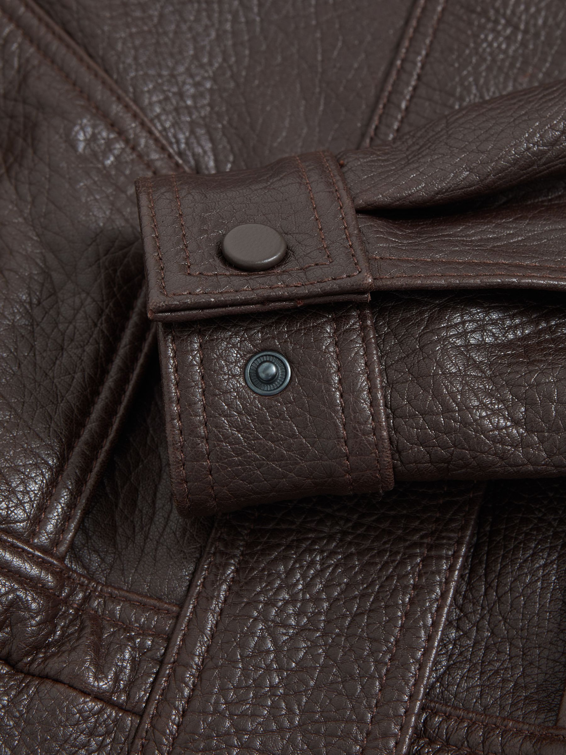 Oversize Leather Bomber Jacket in Burgundy