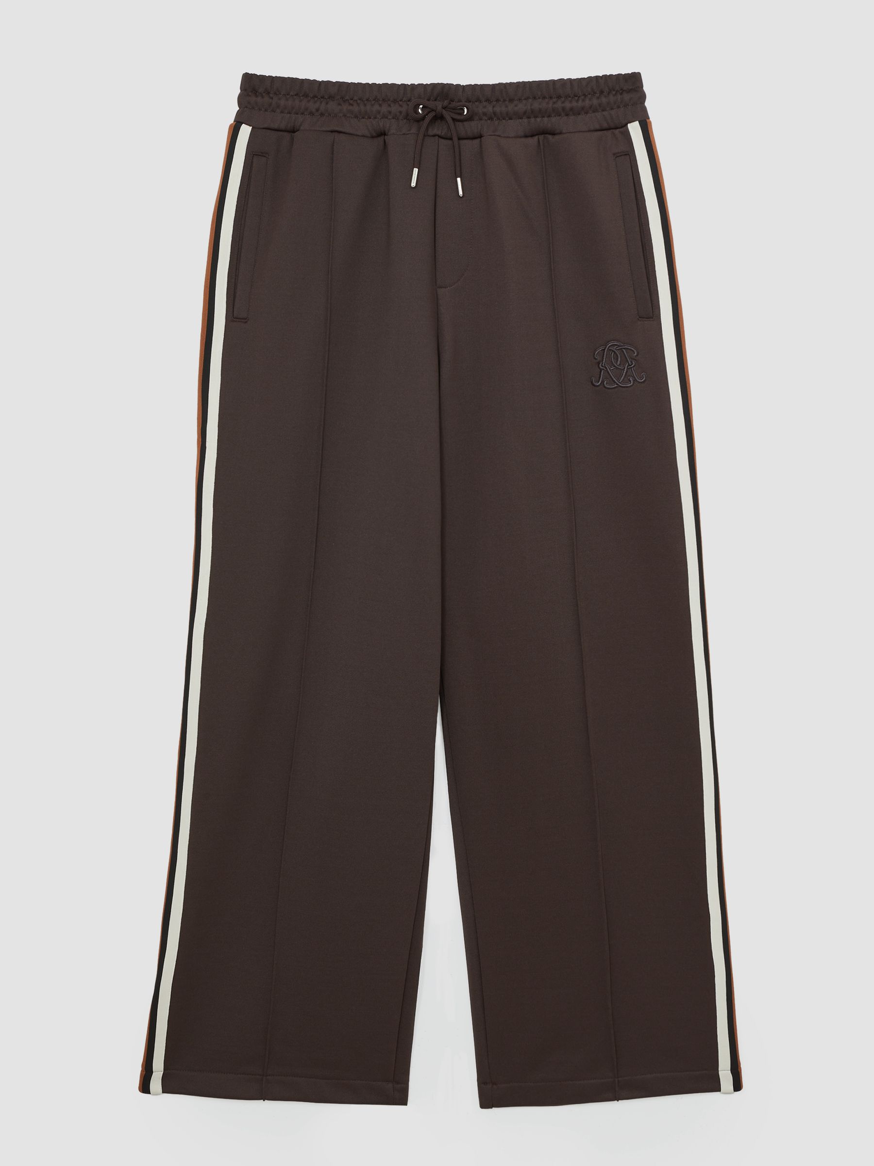 Monogram Cotton Wide-Leg Joggers in Brown