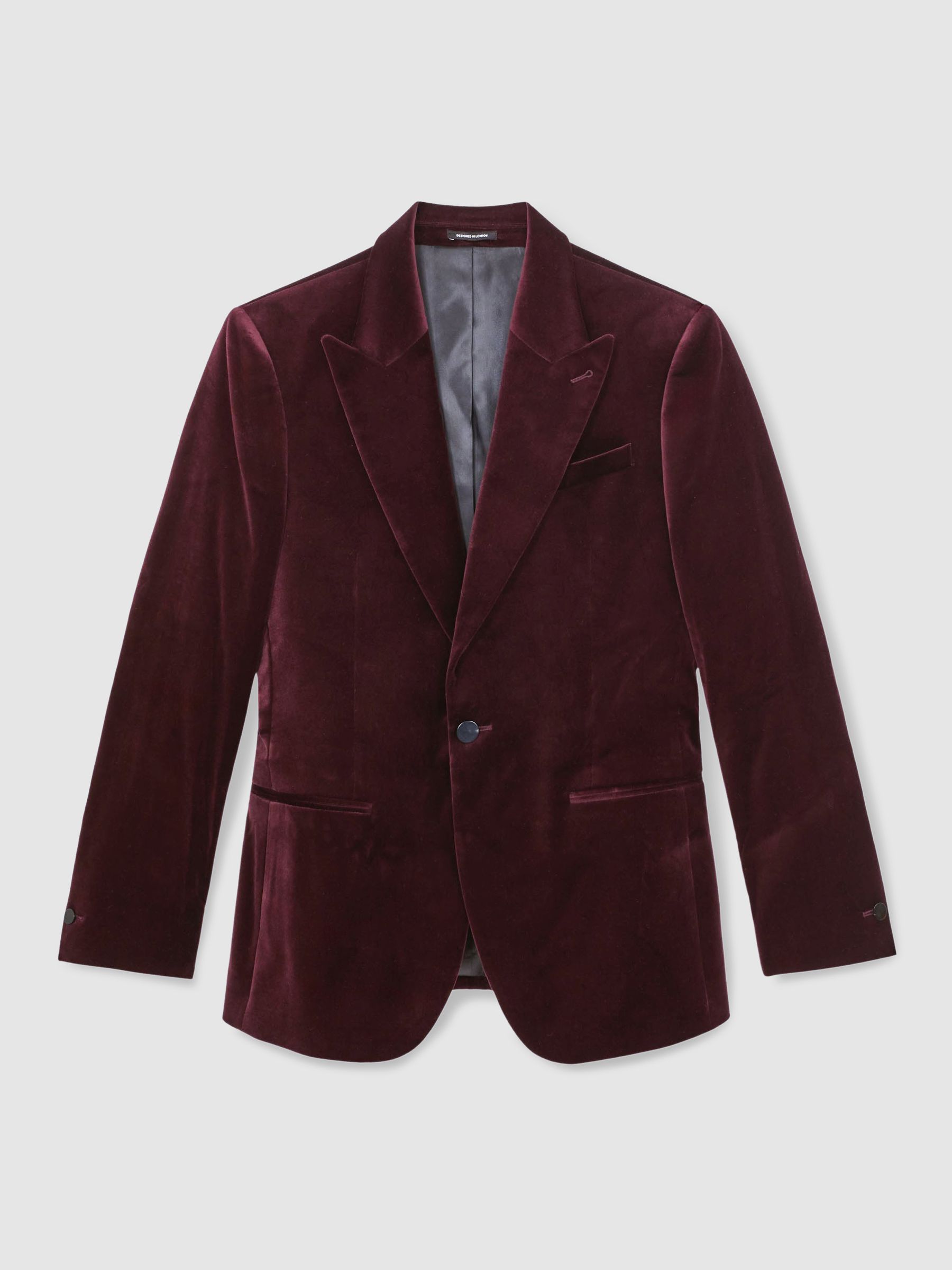 Single-Breasted Velvet Blazer Slim-Fit in Bordeaux
