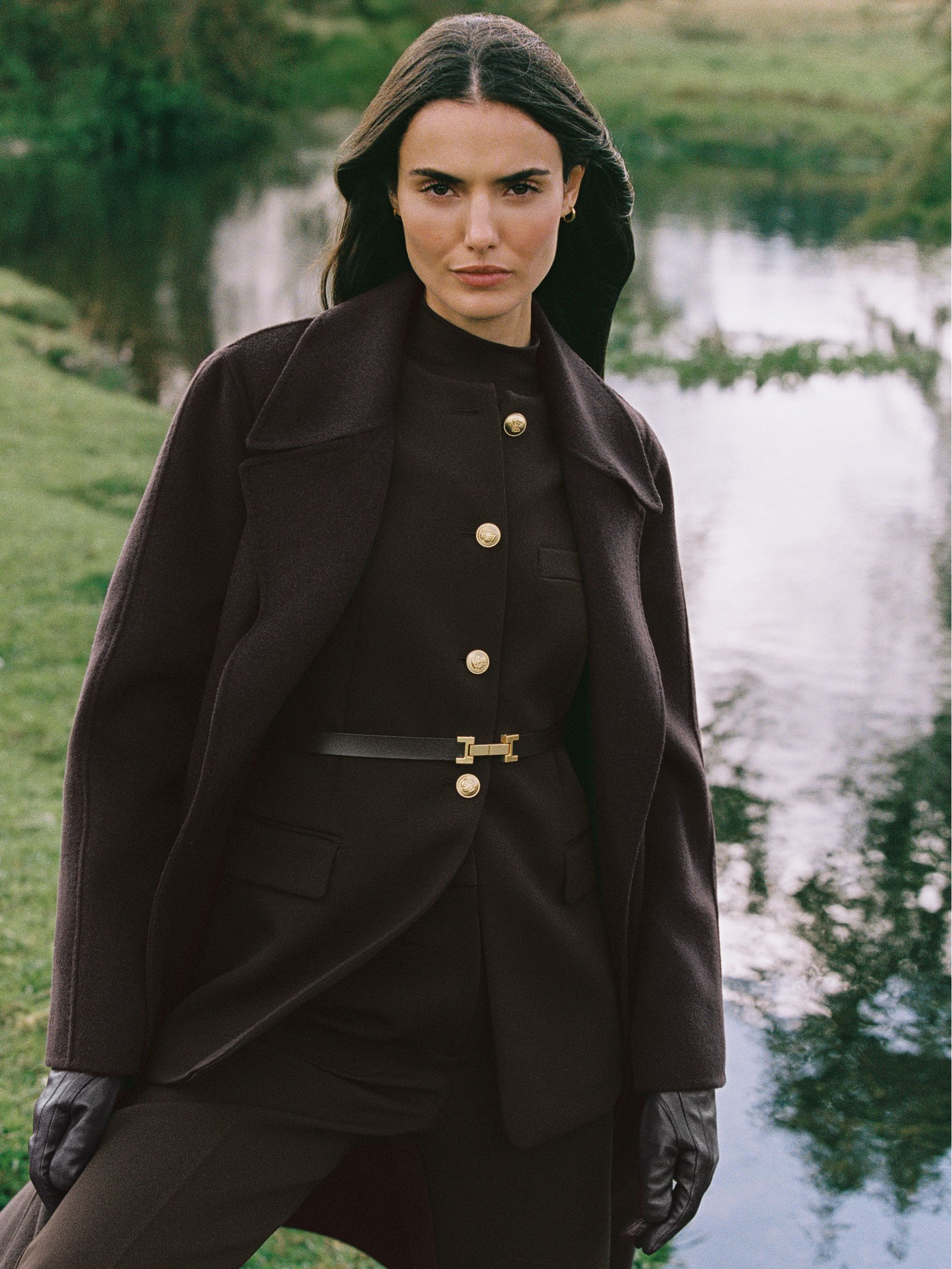 Longline Button-Through Waistcoat in Chocolate Brown