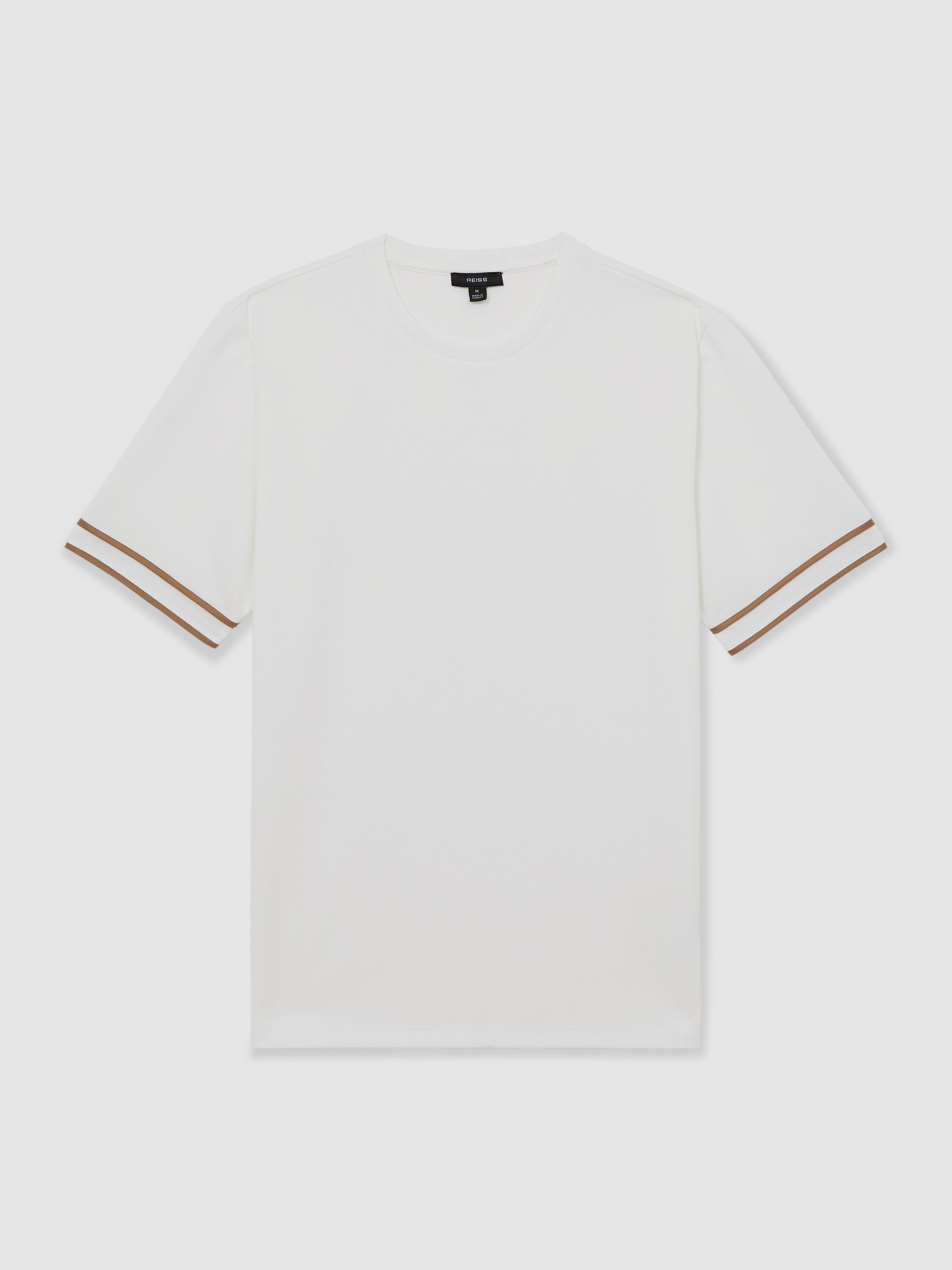 Textured Crew-Neck Tipped T-Shirt in White