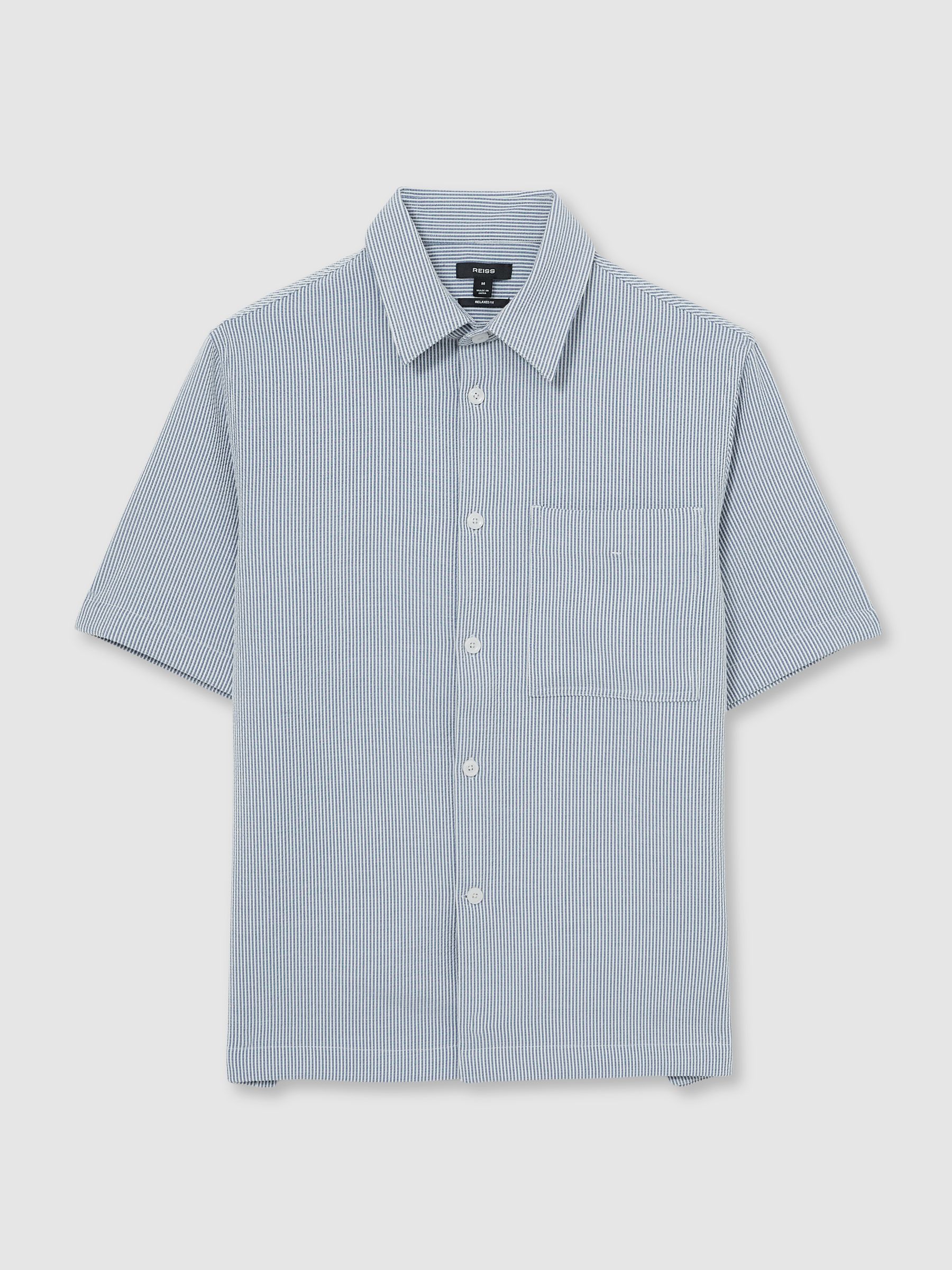 Seersucker Stripe Shirt in Soft Blue/White