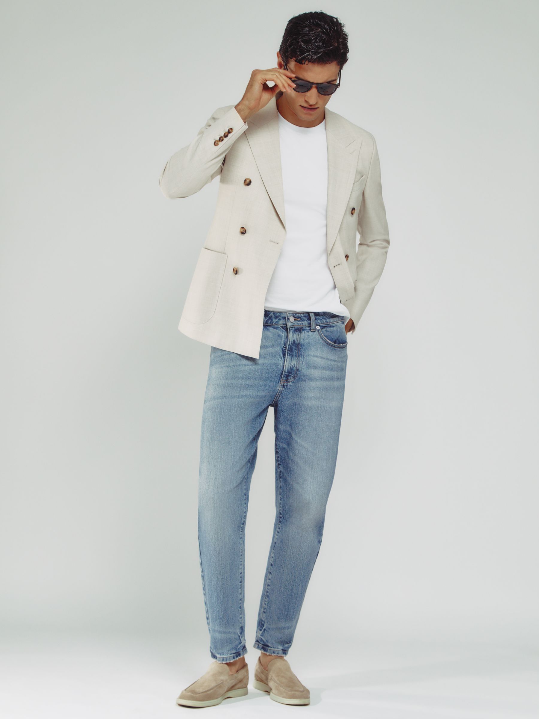 Relaxed-Fit Cropped Jeans in White