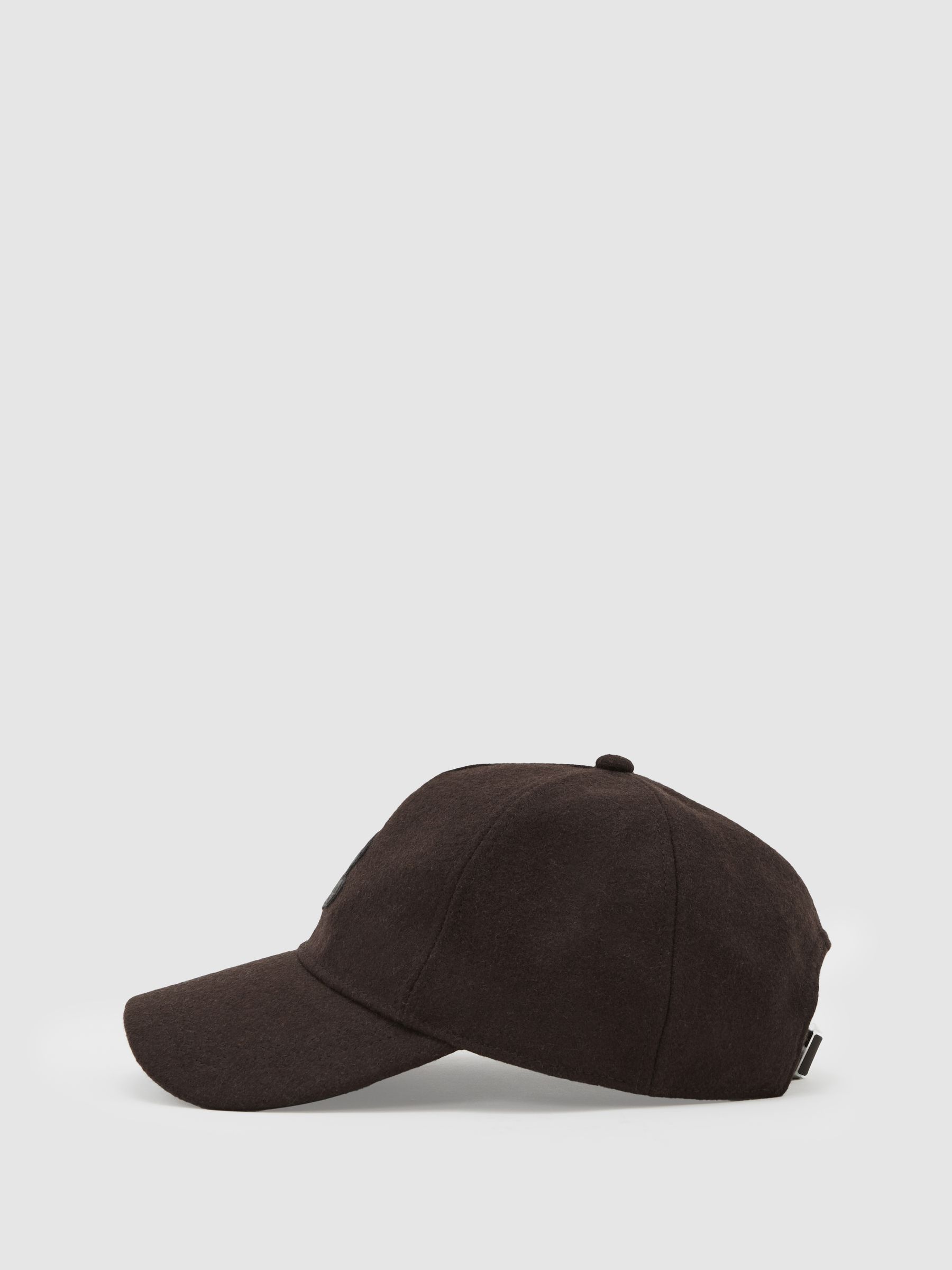 Monogram Appliqué Wool-Blend Cap in Dark Brown