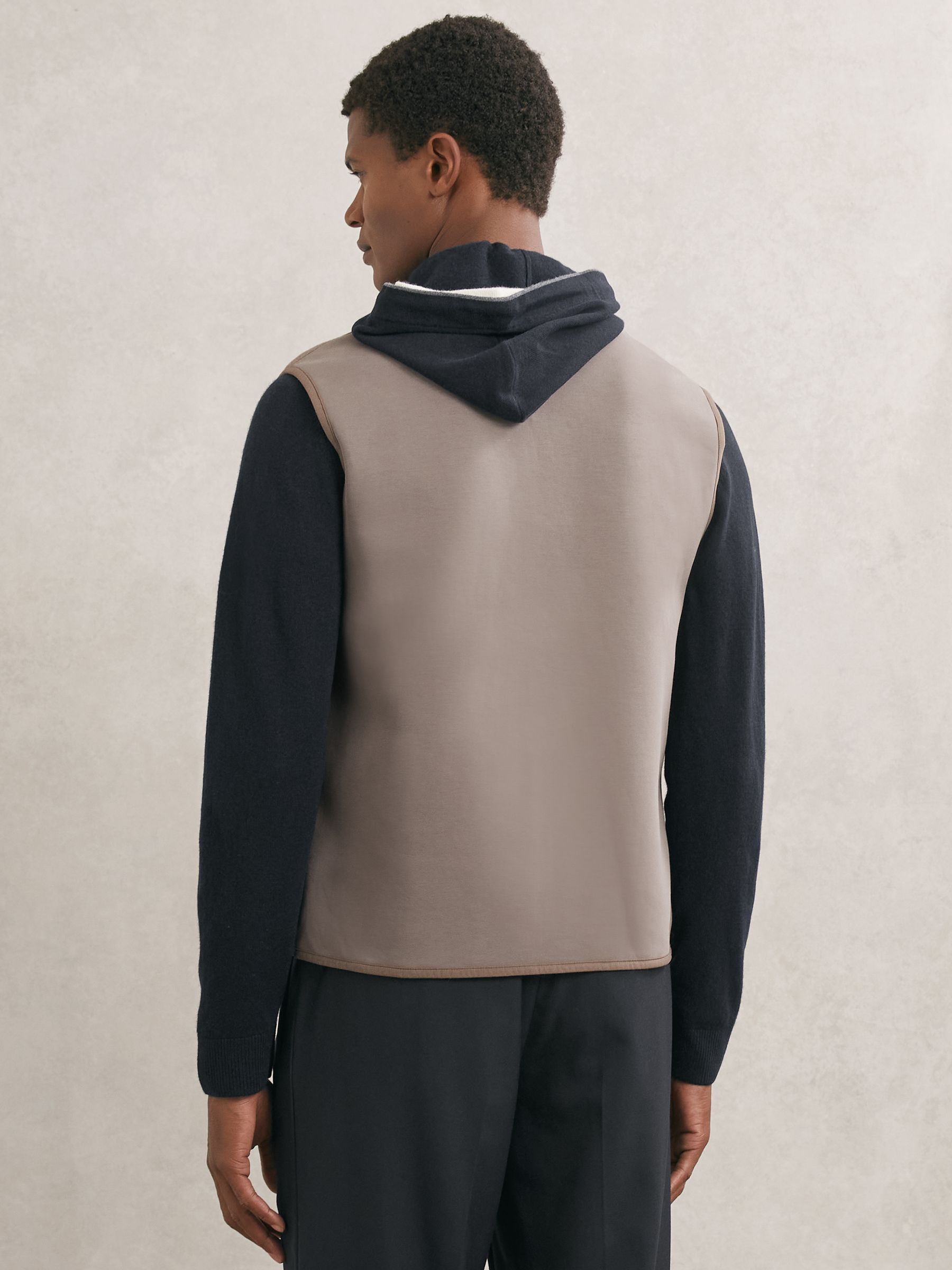 Brushed Jersey Quilted Gilet in Mocha Brown