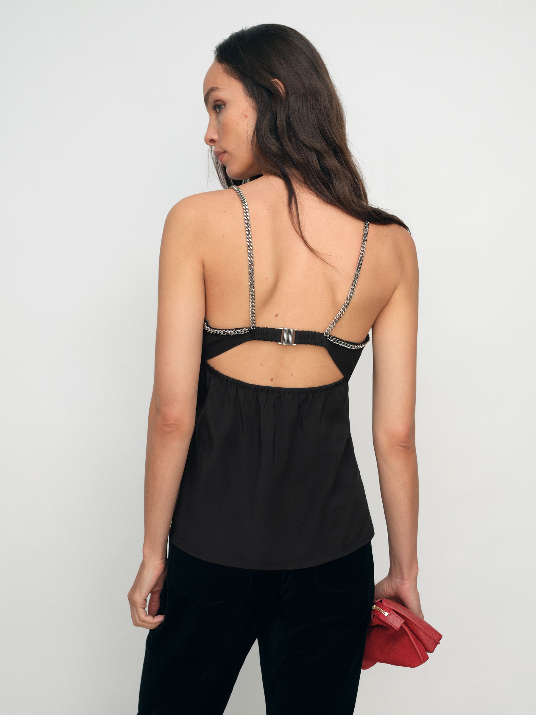 Chain-Strap Cami Top in Black
