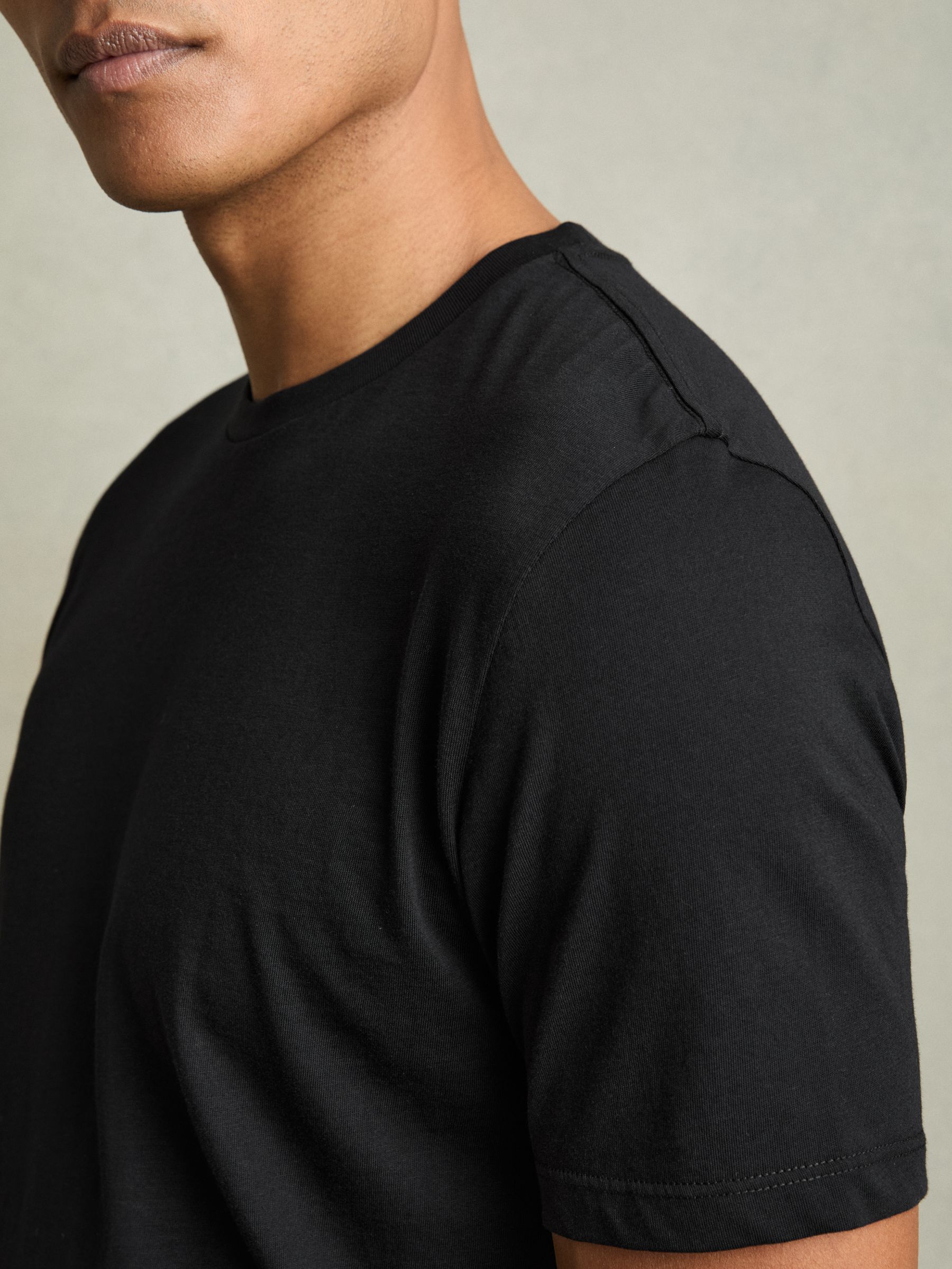Cotton Crew Neck T-Shirt in Black